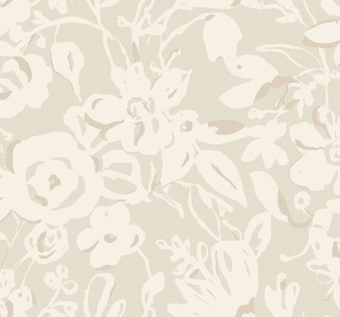 Brushstroke Floral Taupe Wallpaper