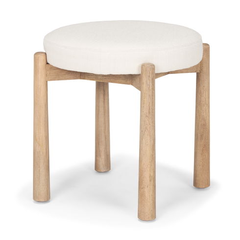 Shaiden Brown Wood with Cream Fabric Stool