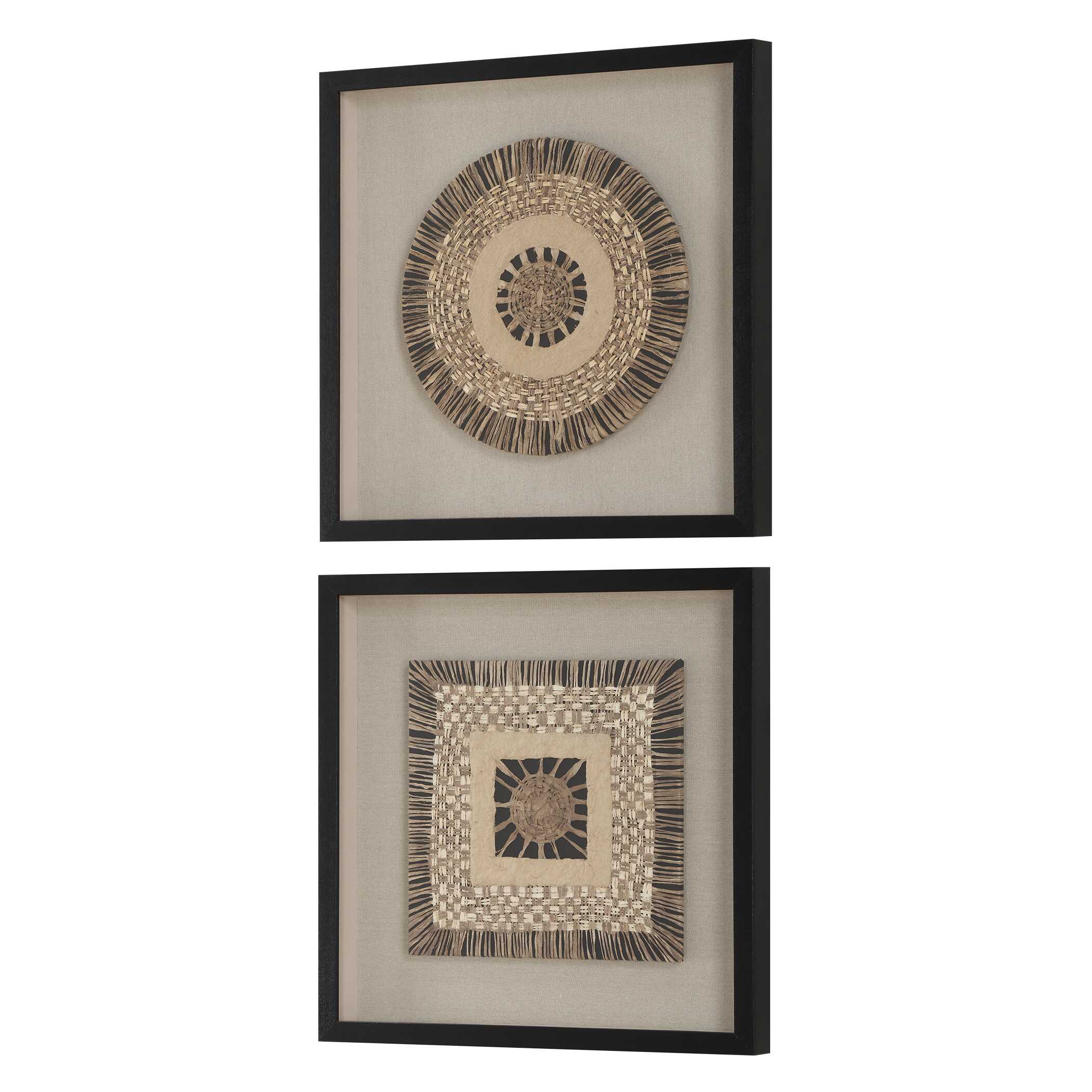 Intertwine Knit Paper Shadow Box Set/2, Sculptural Wall Art by Uttermost, 23.62" width x 23.62" height x 2" depth View 5