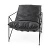 Leonidas 28.5L x 29.5W x 34.0H  Black Faux Leather Seat with Black Metal Frame Accent Chair thumbnail 0