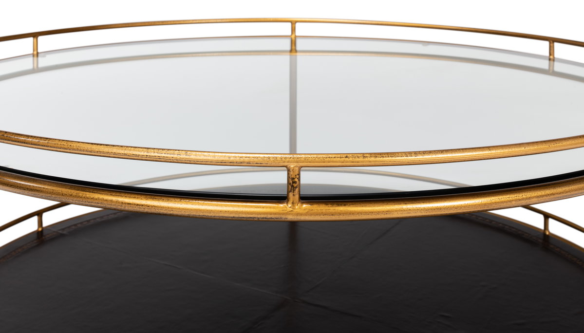 Trolley Round Cocktail Table, by Sarreid, 3'6" length x 3'6" width x 1'5" height View 4