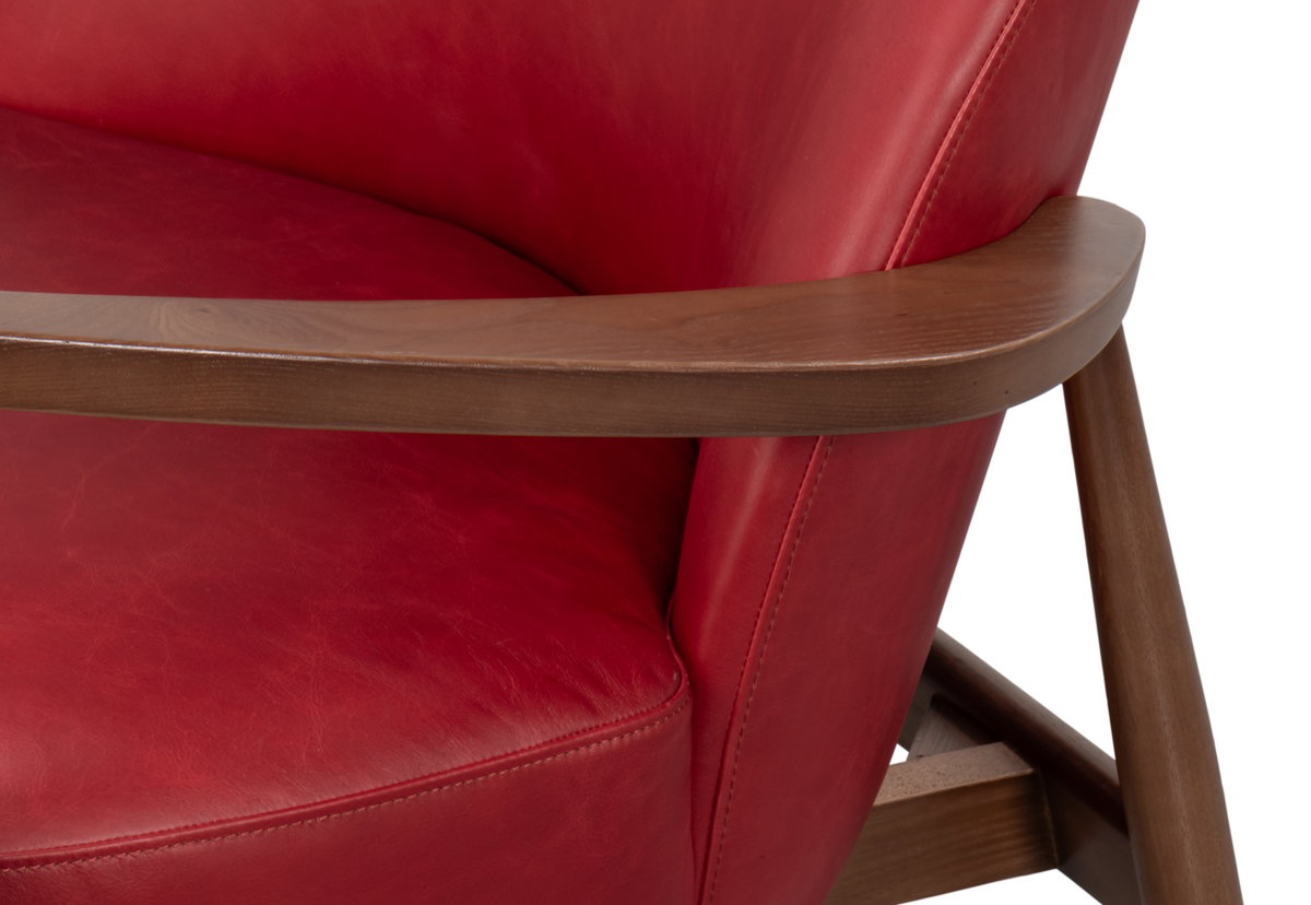 Pindar Armchair  Leather  New Rouge Red, by Sarreid, 2'7" length x 2'6" width x 2'6" height View 7
