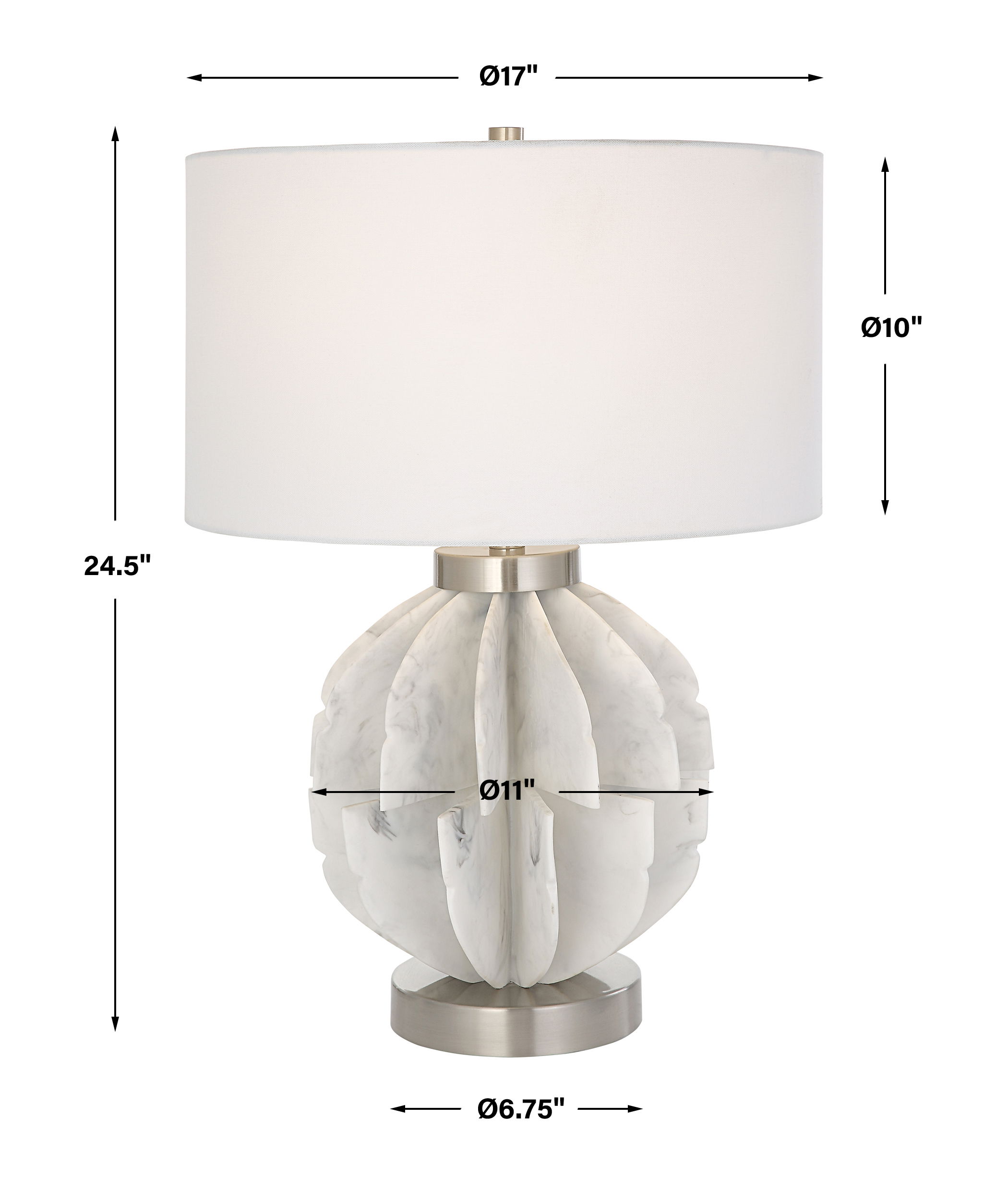 Repetition White Marble Table Lamp, by Uttermost, 17" width x 24.5" height x 17" depth View 3