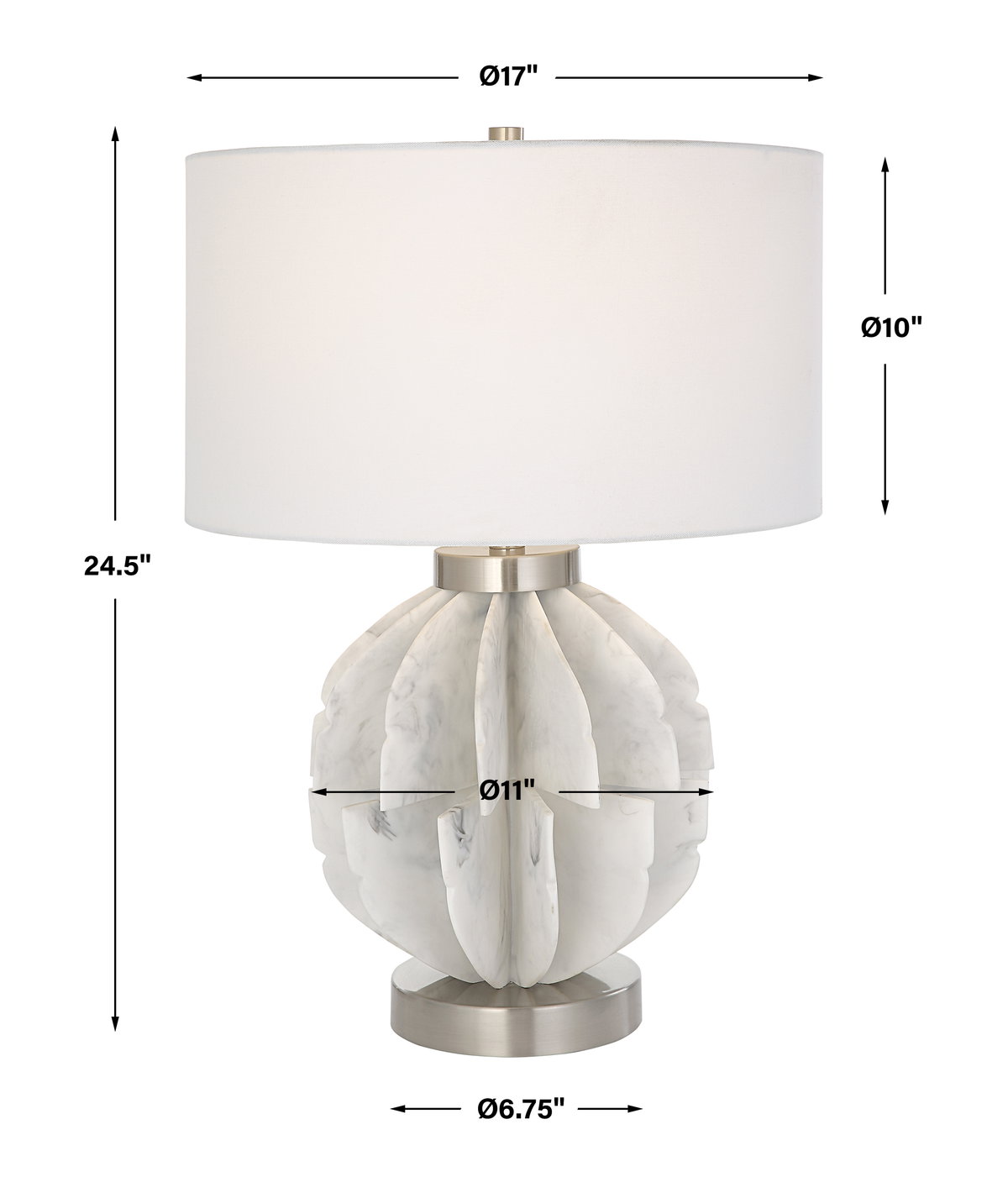 Repetition White Marble Table Lamp, by Uttermost, 17" width x 24.5" height x 17" depth View 3