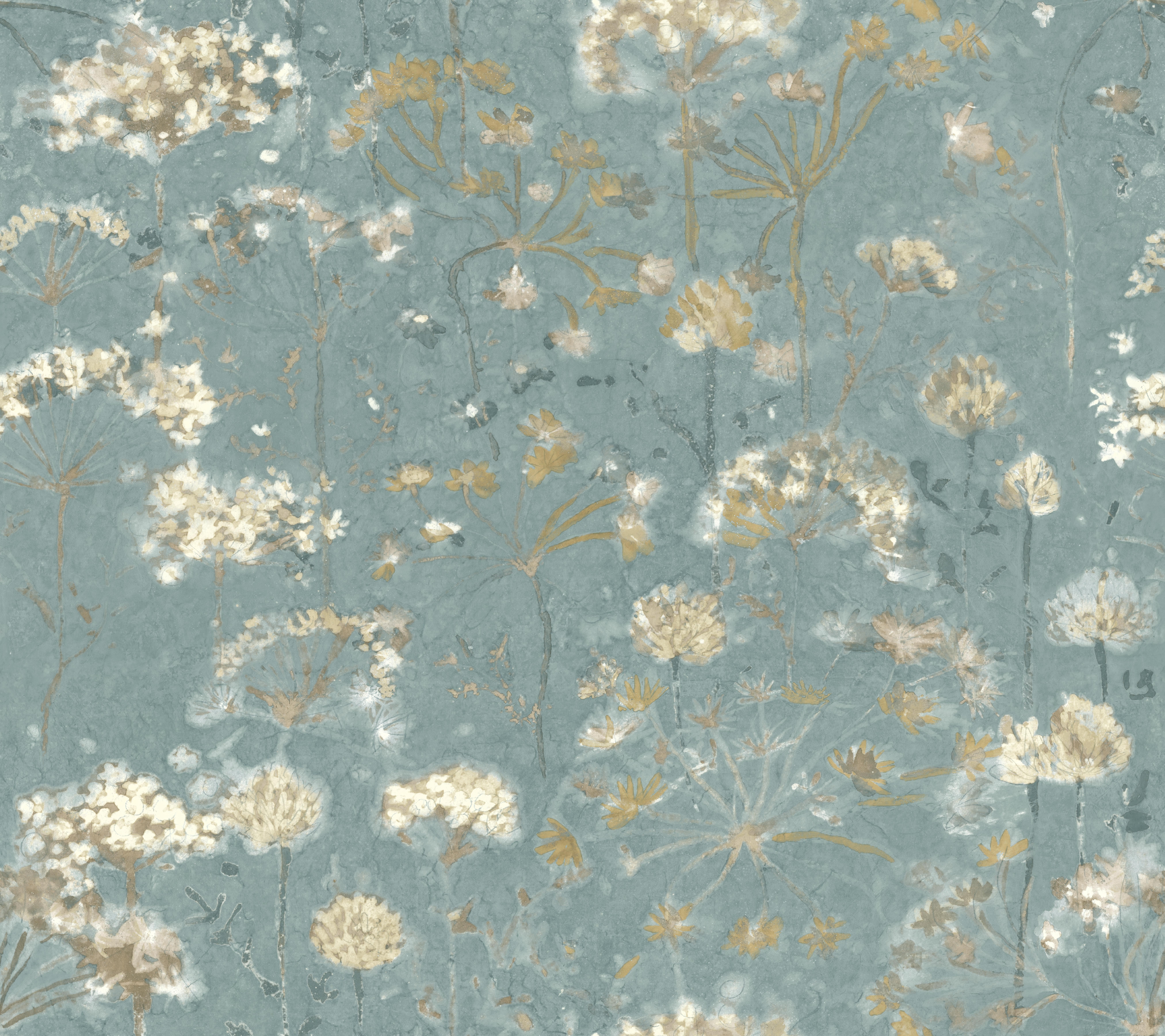 Botanical Fantasy Blue & Beige Peel & Stick Wallpaper, by York Wall, 20' length x 2'3" width x 0.02" depth View 1