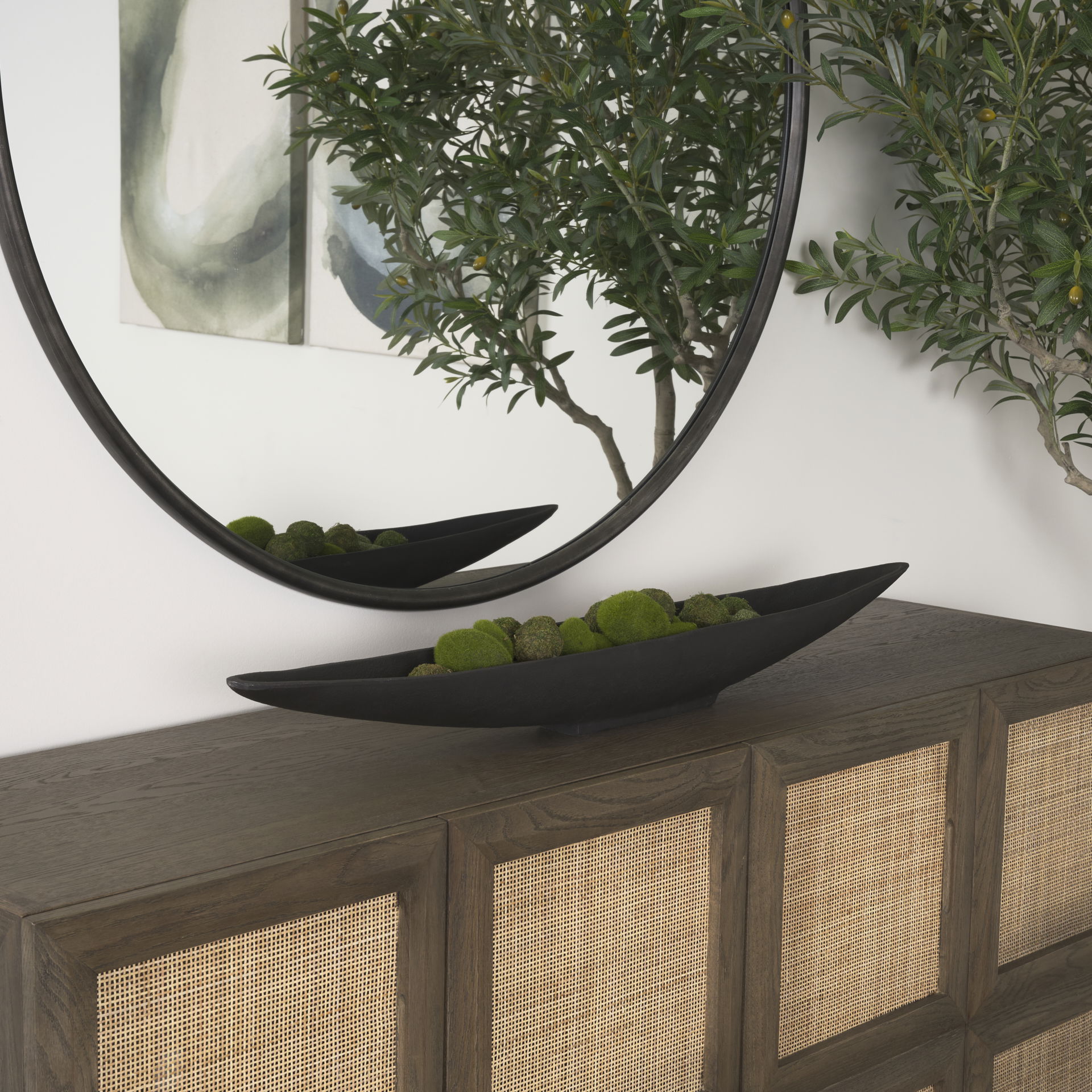 Piero Large Matte Black Metal Decorative Bowl, by Mercana, 39" length x 5" width x 4.33" height View 4