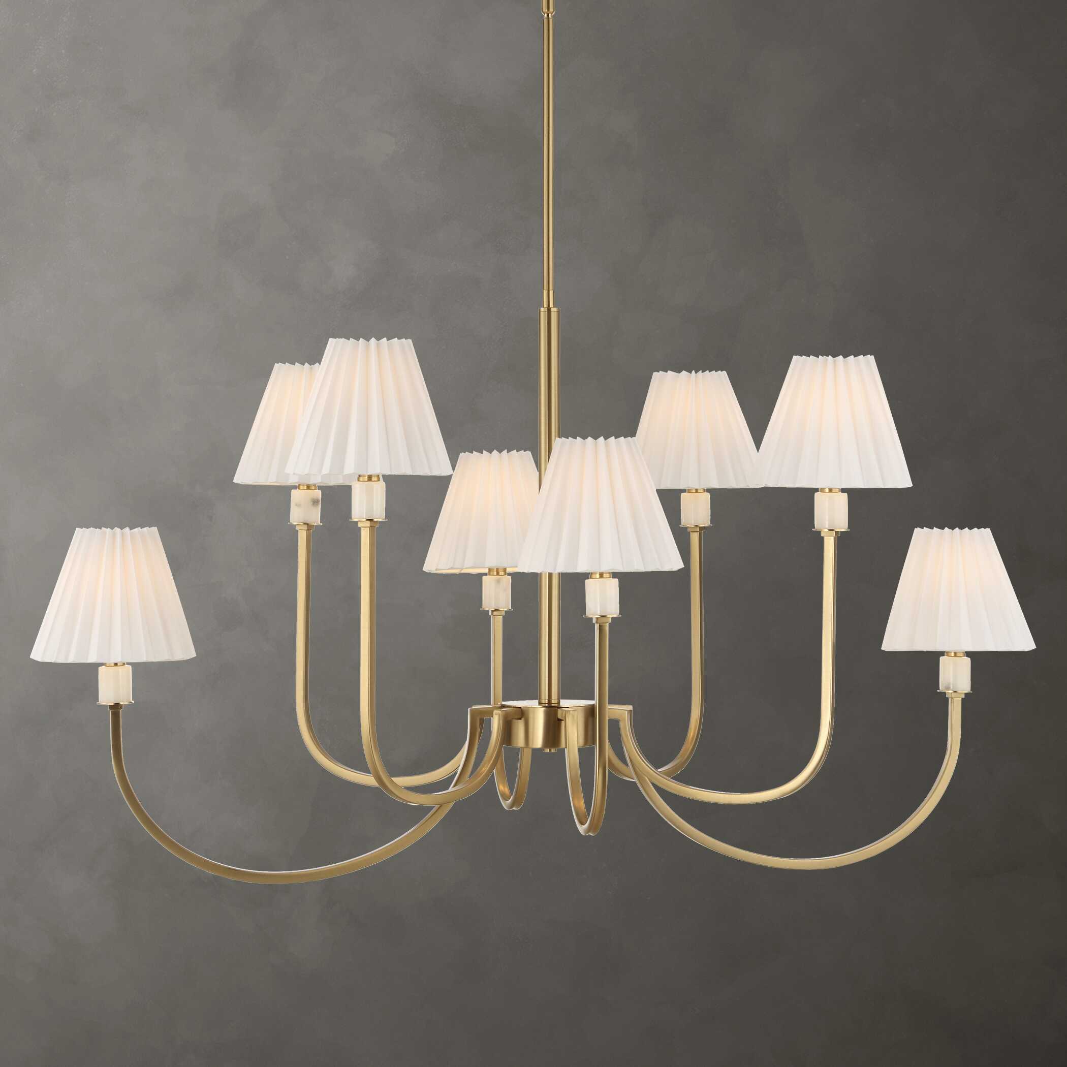 Poppins 8 Light Brass Chandelier, Ceiling Light by Uttermost, 45" width x 25" height x 24" depth View 2