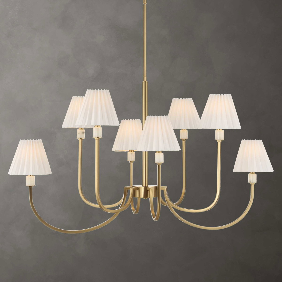 Poppins 8 Light Brass Chandelier, Pendant by Uttermost, 45" width x 25" height x 24" depth View 2
