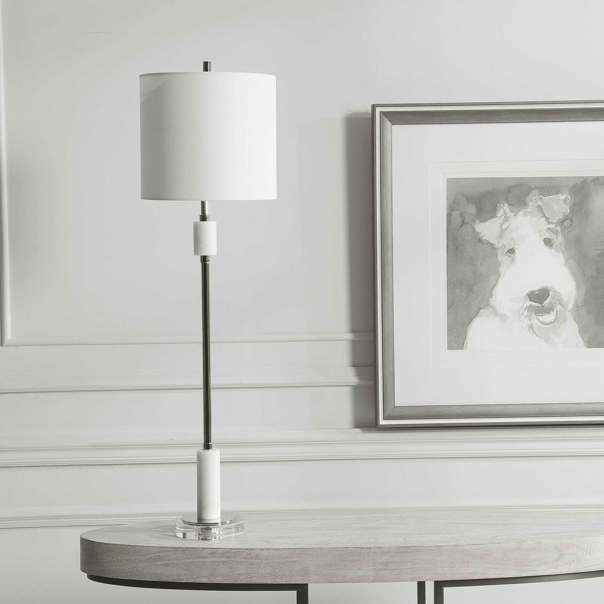 Sussex Nickel Buffet Lamp, Table Lamp by Uttermost, 10" width x 35" height x 10" depth View 4