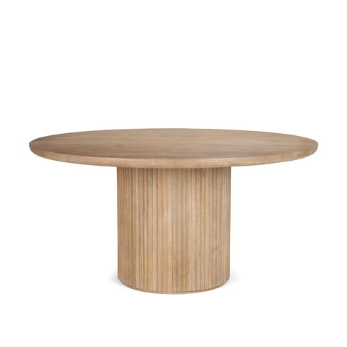 Terra 60" Round Pedestal Dining Table | Modern | Light Brown Wood | Seats 6