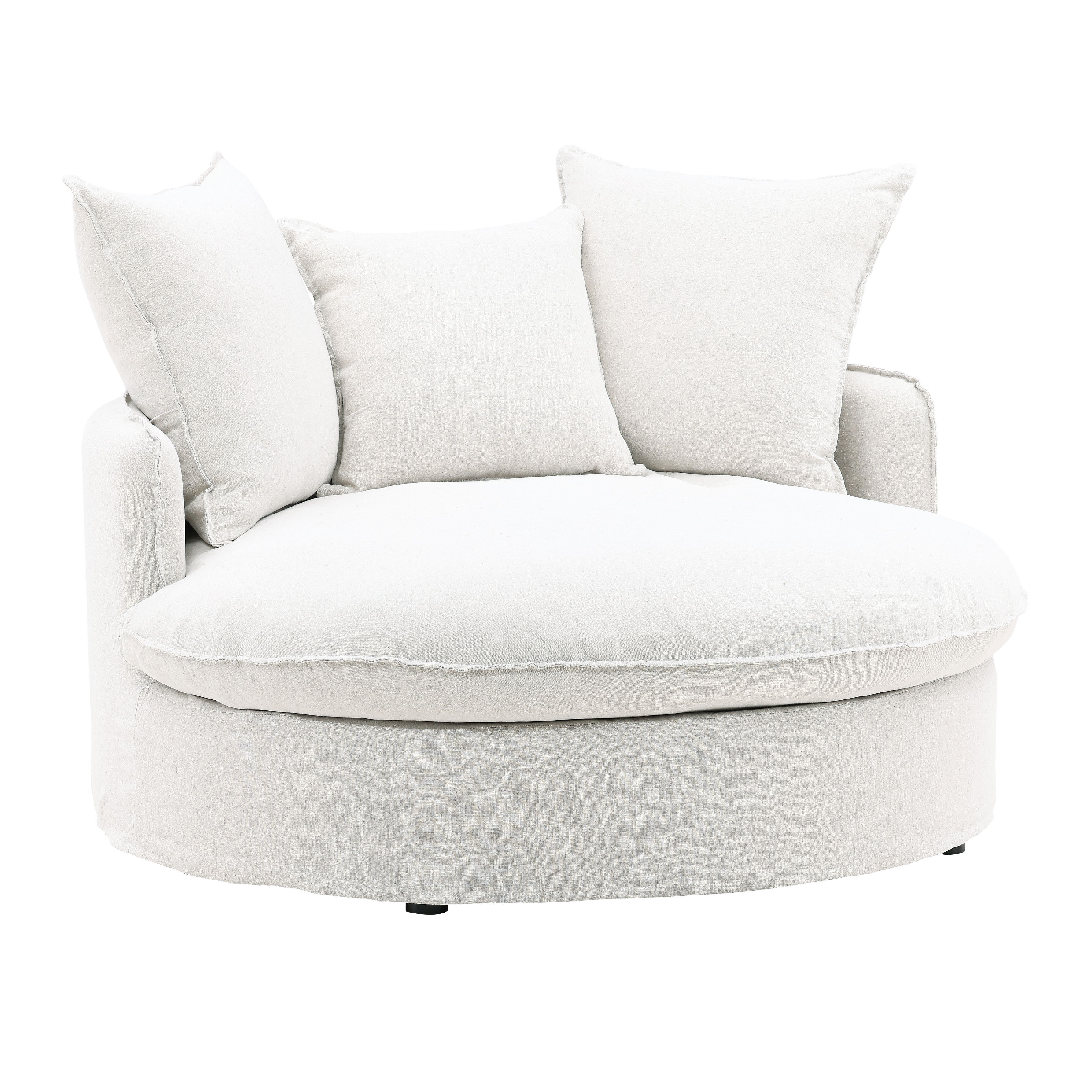 Norris Lounger Slipcover White, Sofas & Sectional by Dovetail, 53" width x 25" height x 54" depth