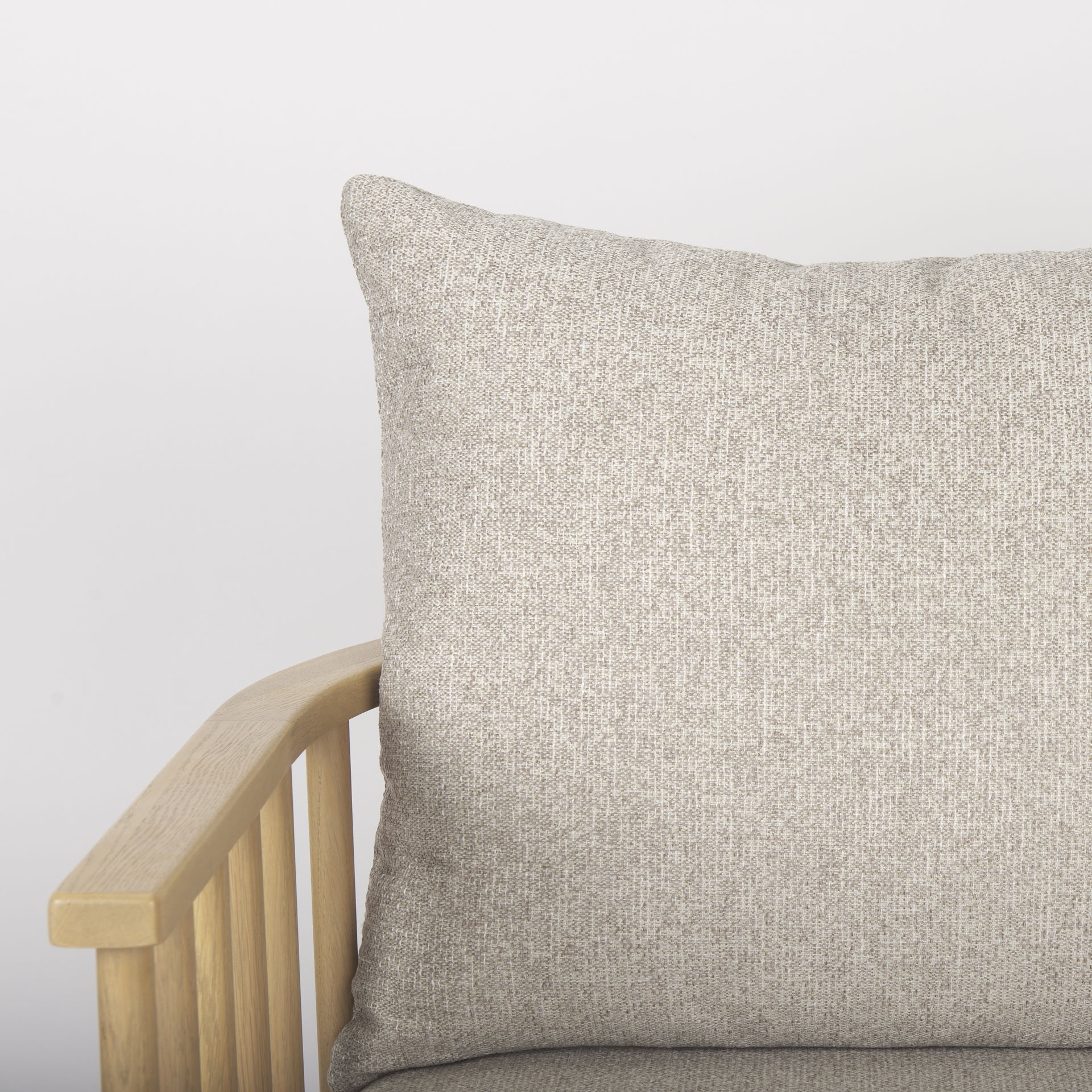 Kopari Beige Fabric with Light Brown Wood Accent Chair, by Mercana, 30.12" length x 30.51" width x 37.2" height View 8