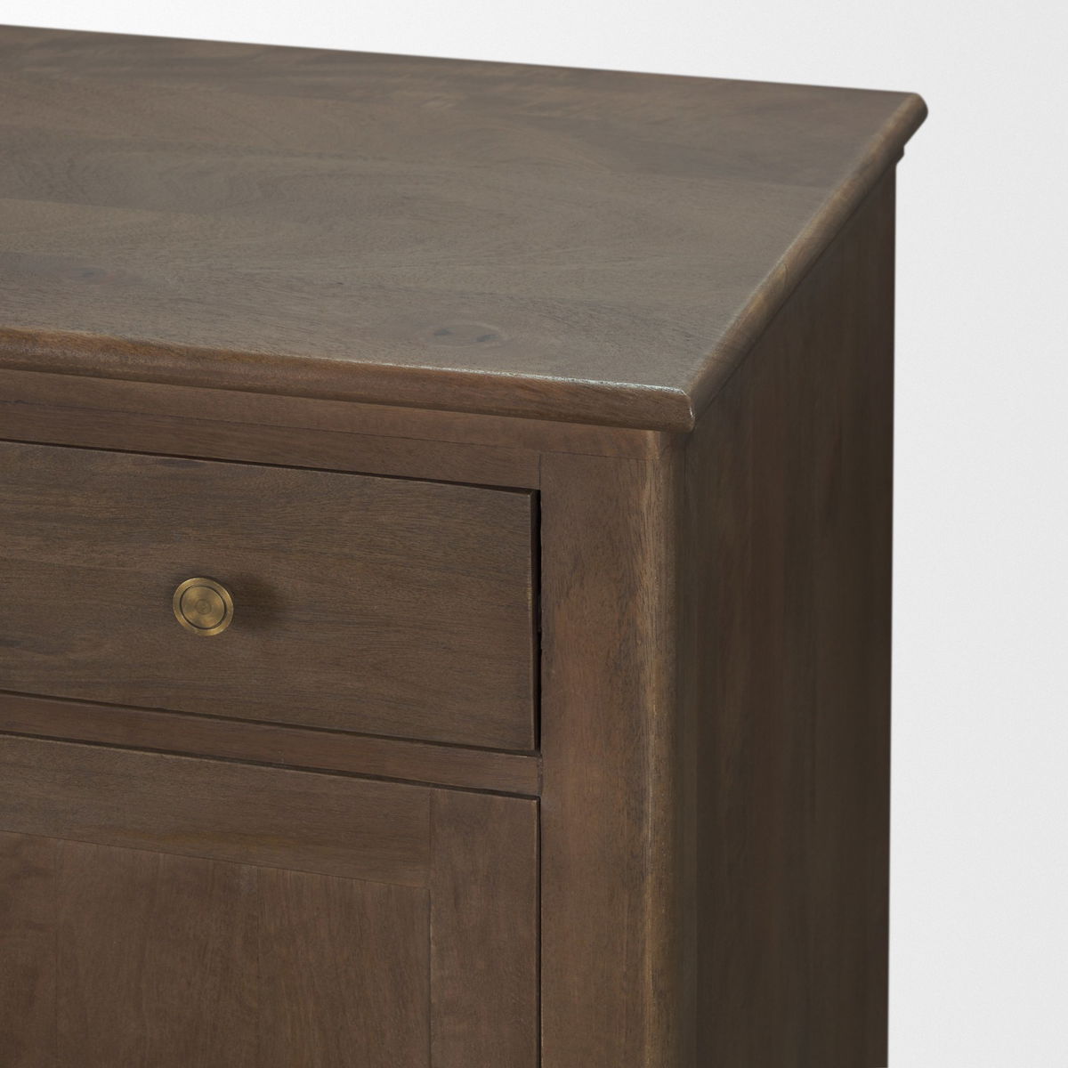 Baron Dark Brown Solid Wood with Antiqued Aged Brass Knobs 3-Drawer 6-Door Sideboard, Sideboards & Buffet by Mercana, 81.75" length x 19" width x 36" height View 9