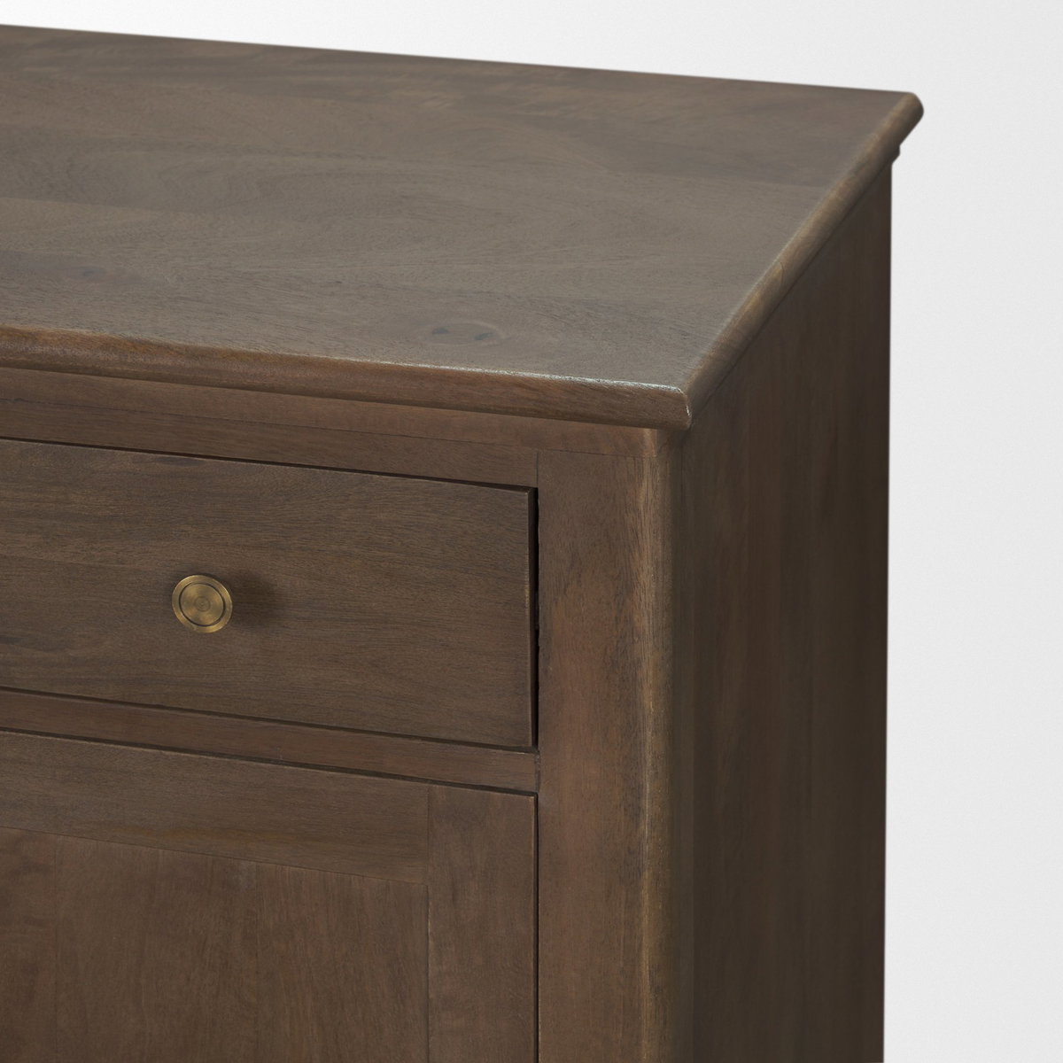 Baron Dark Brown Solid Wood with Antiqued Aged Brass Knobs 3-Drawer 6-Door Sideboard, Sideboards & Buffet by Mercana, 81.75" length x 19" width x 36" height View 9