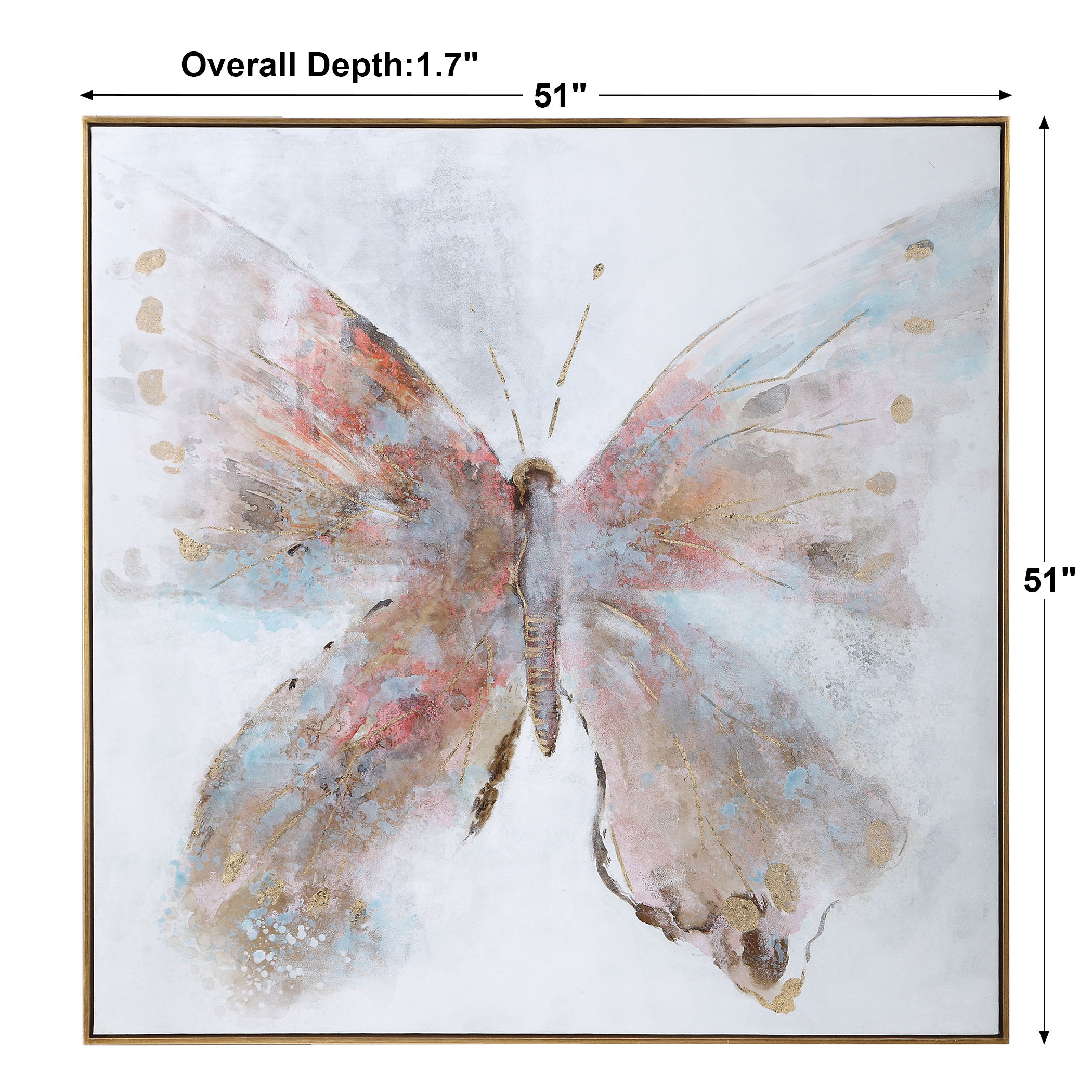 Free Flying Hand Painted Canvas, Painting by Uttermost, 51" width x 51" height x 1.7" depth View 3