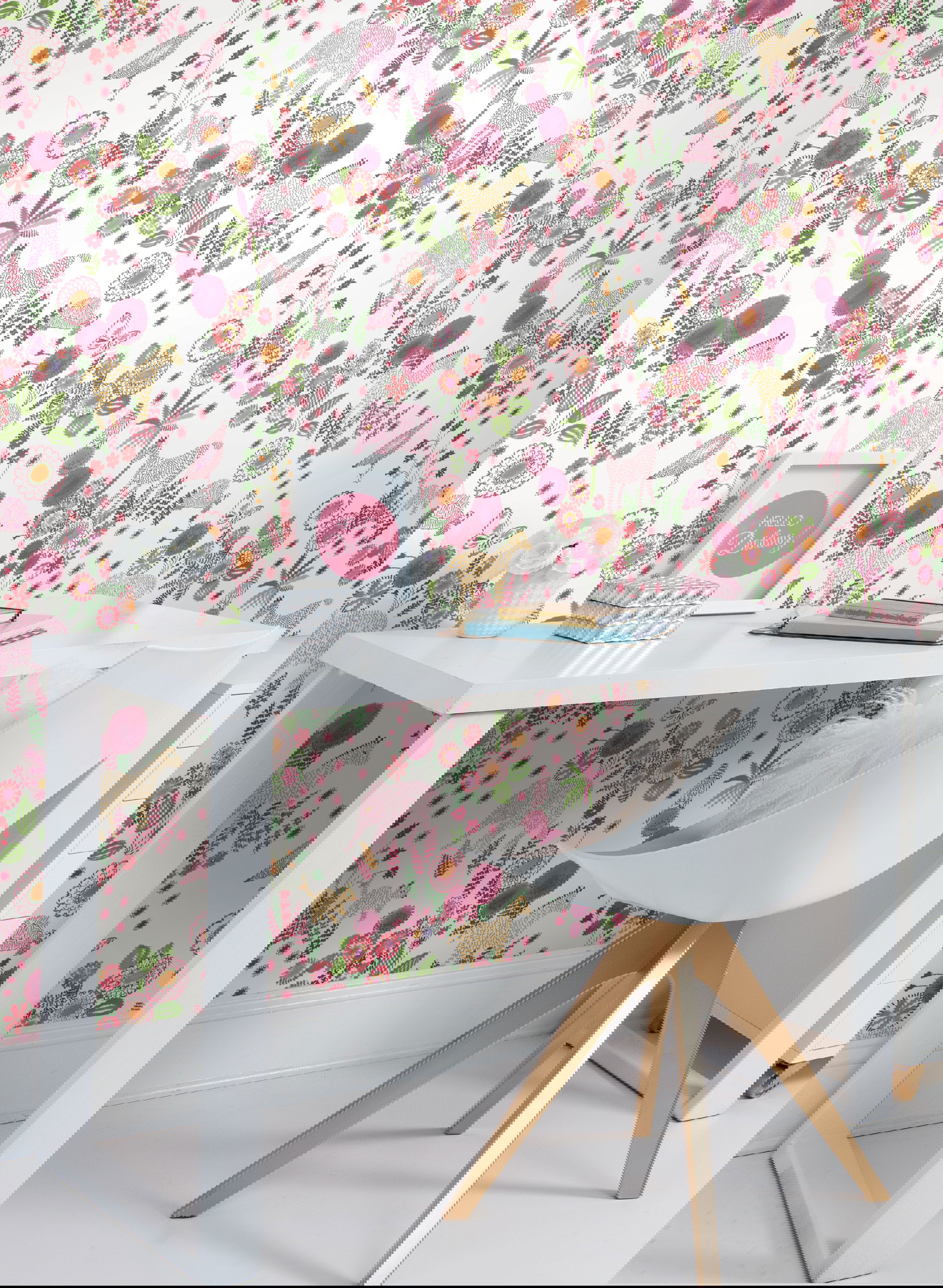 Reverie Pink & Green Peel & Stick Wallpaper large image 