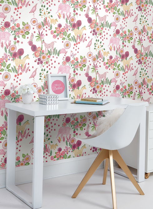 Reverie Pink & Green Peel & Stick Wallpaper