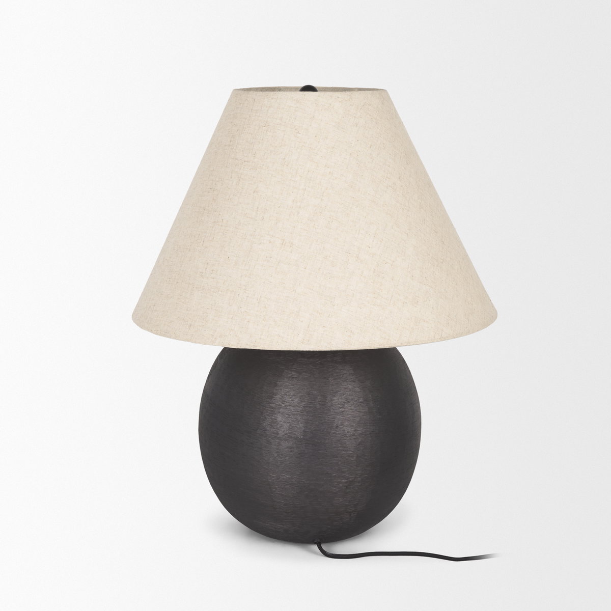 Sadiyah Black Brushed Metal with Beige Shade Table Lamp, by Mercana, 19.5" length x 19.5" width x 24" height View 7