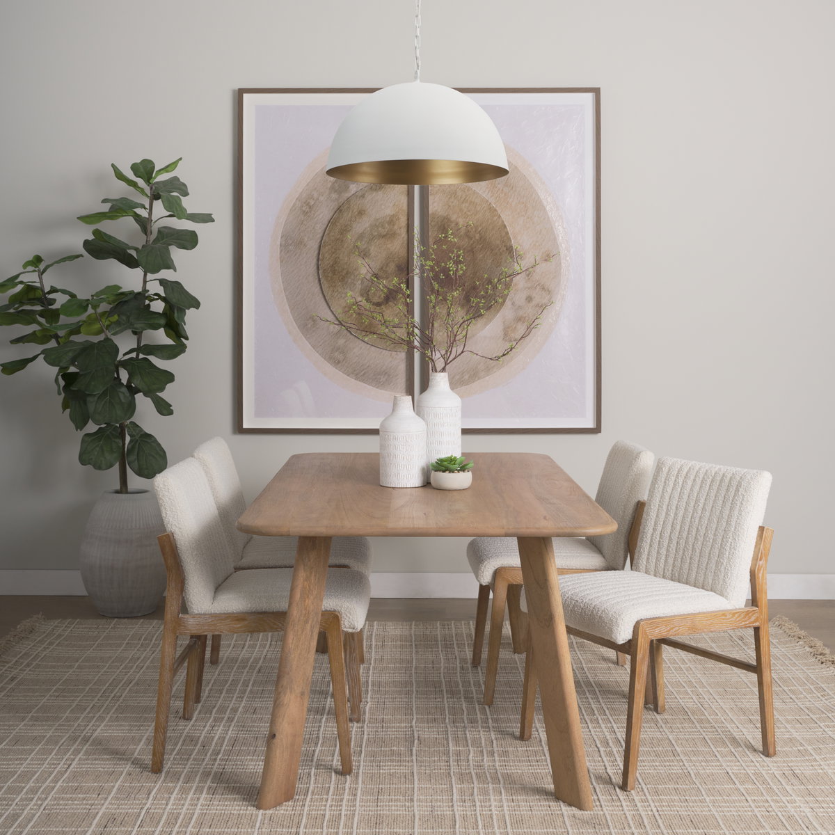 Doma 24' Round White Dome Pendant Light, by Mercana, 24" length x 24" width x 15" height View 2