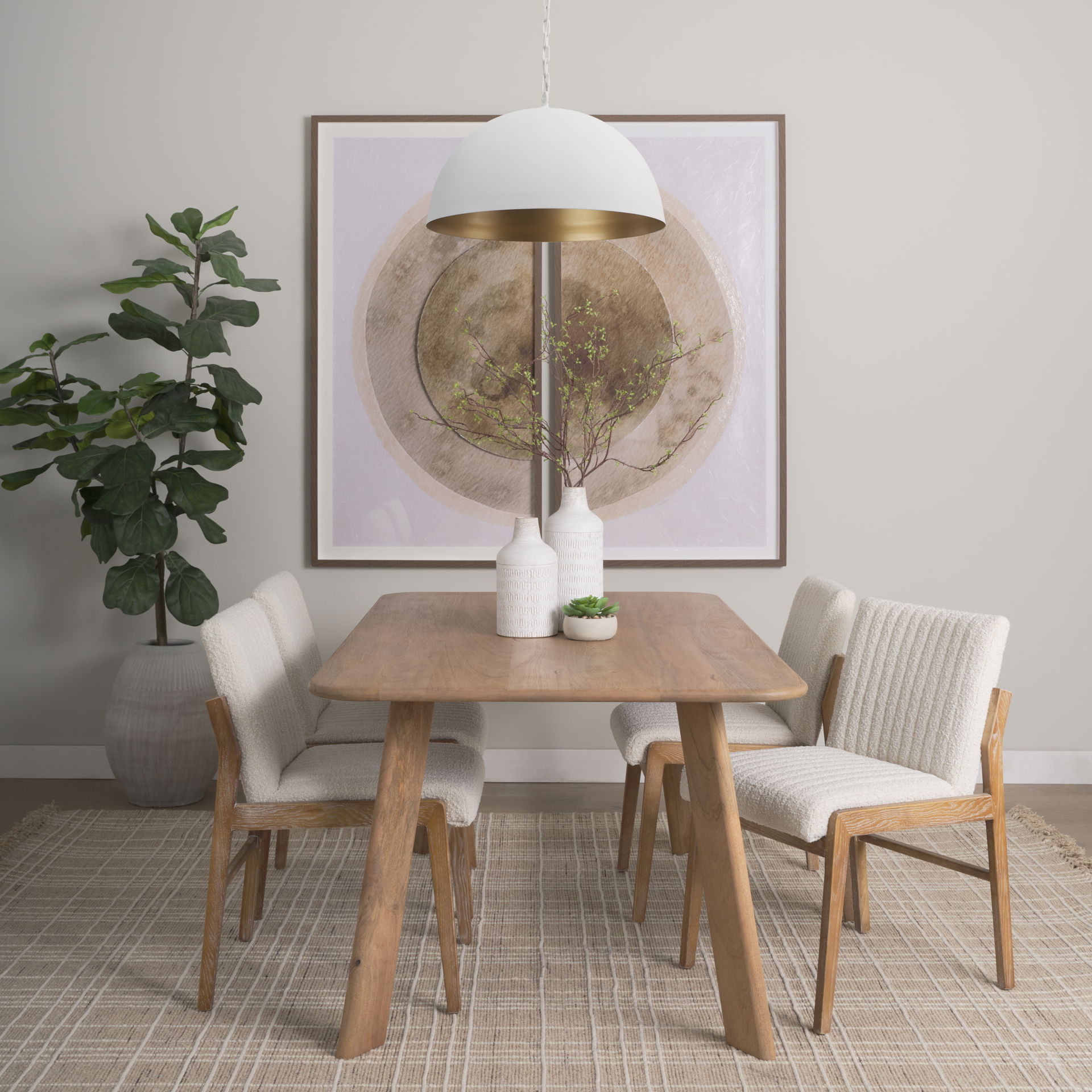 Juniper 24' Round White Dome Pendant Light, by Mercana, 24" length x 24" width x 15" height View 2