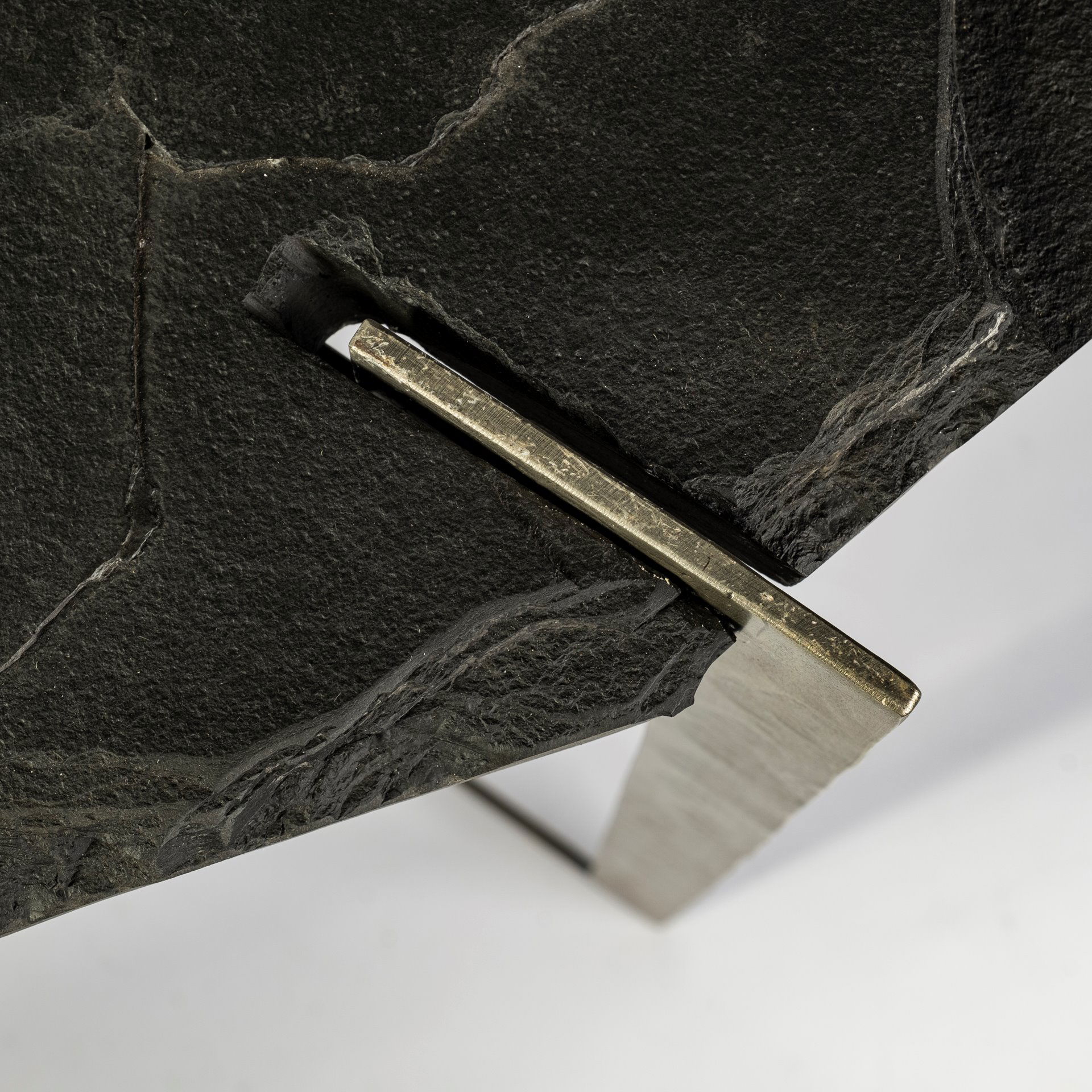 Shale III 50L x 20W Black Live-Edge Slate and Iron Console Table, by Mercana, 50" length x 19.5" width x 30.5" height View 8