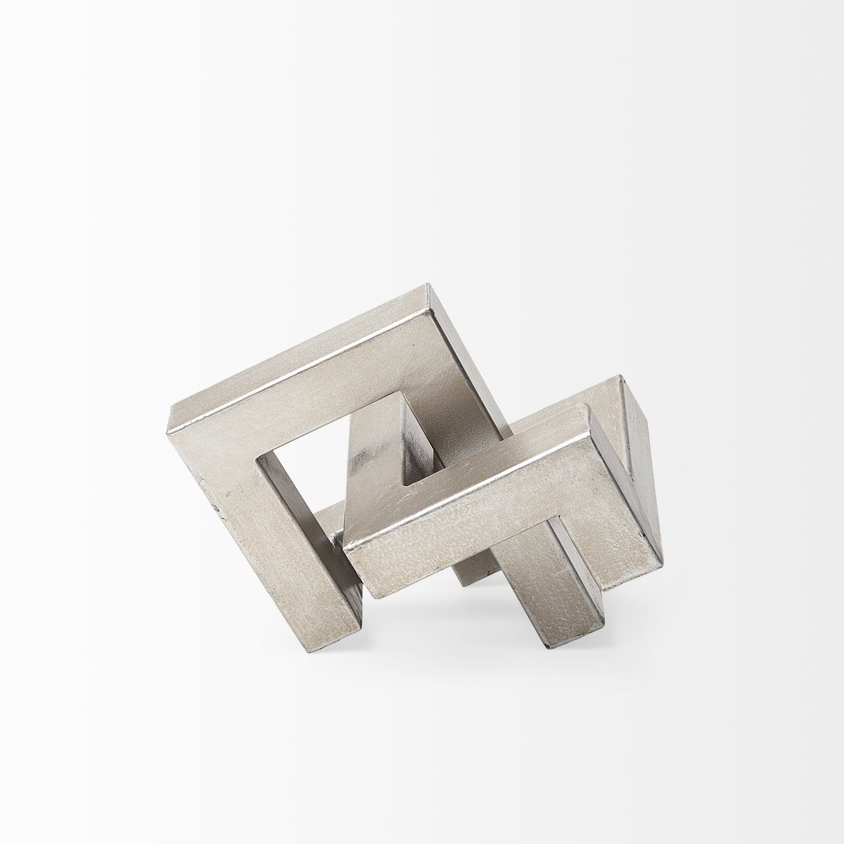 Link Small Silver Metal Sculpture Decorative Object, by Mercana, 7" length x 7.09" width x 7.09" height View 5
