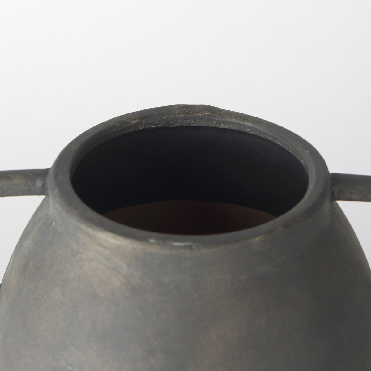Kilian Medium Brown-Gray Double Ear Vase, by Mercana, 7.48" length x 7.48" width x 11.22" height View 7