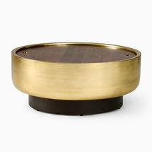 Online Designer Combined Living/Dining Drum Storage 40 Inch XL Antique Brass and Cafe Coffee Table