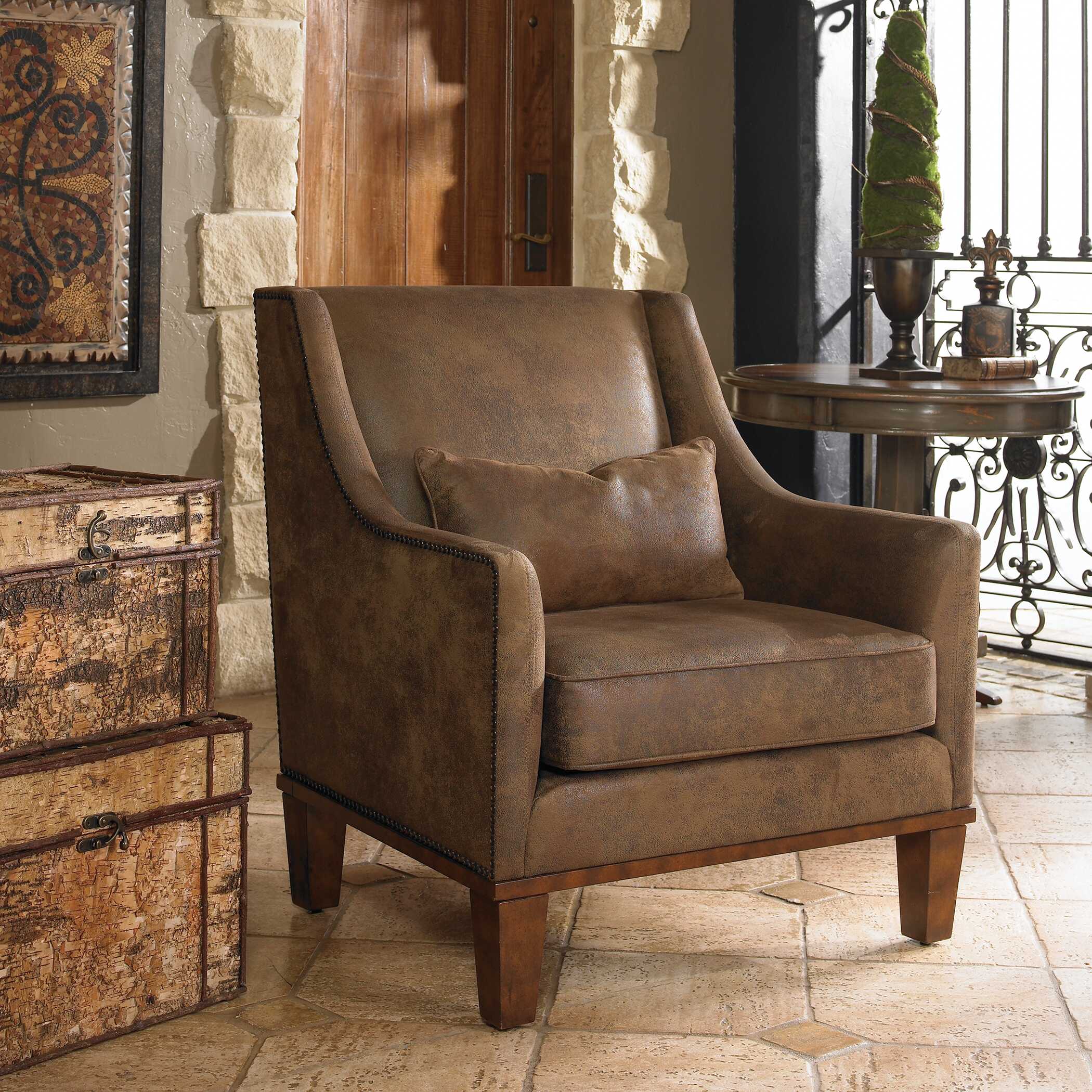 Clay Leather Armchair, Furniture by Uttermost, 32.5" width x 37" height x 35" depth View 4