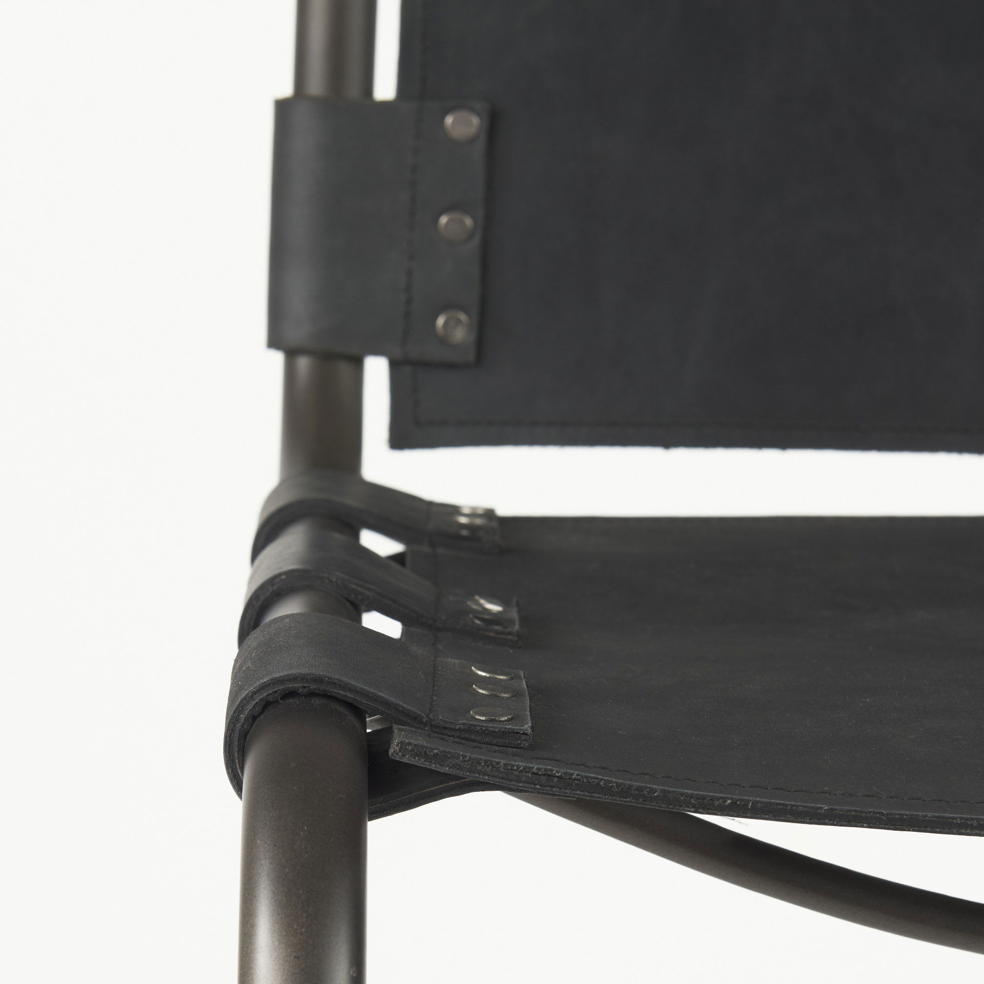 Berbick 43' Total Height Black Leather with Iron Frame Bar Stool, Counter & Bar Stool by Mercana, 20.5" length x 24.8" width x 43" height View 9