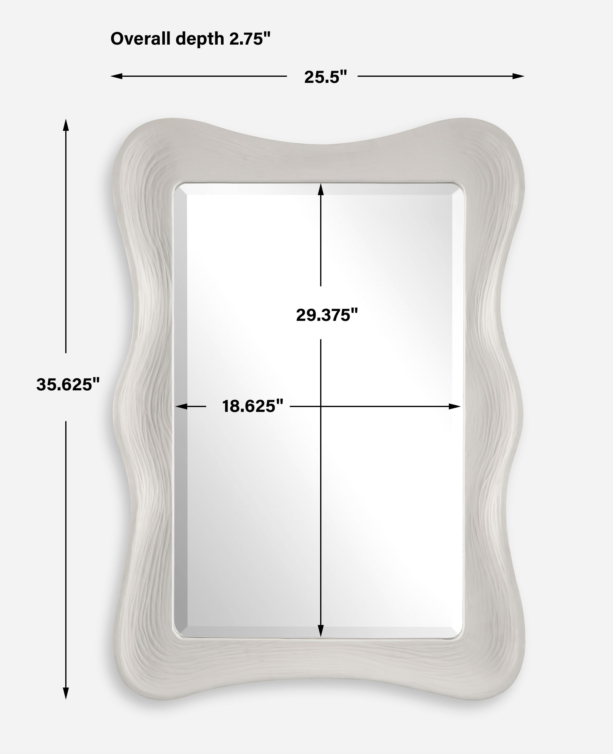 Whitehaven Wavy Rectangle Mirror, by Uttermost, 25.5" width x 35.62" height x 2.75" depth View 3