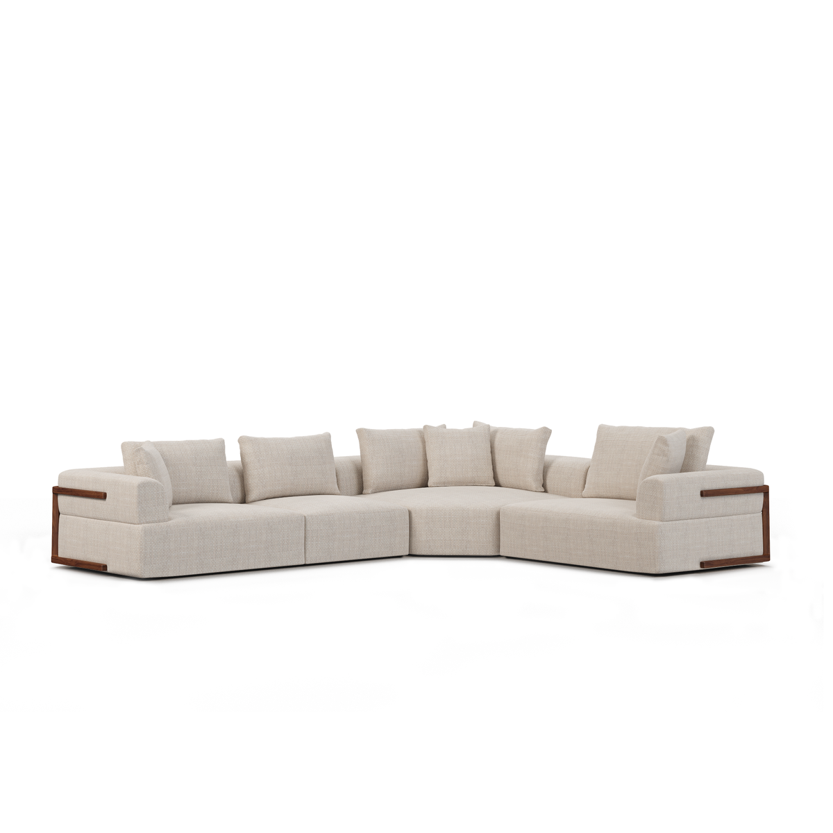 Warner Oatmeal 3 Piece Sofa Set with Corner Piece, Sectional Sofa by Mercana, 140" length x 113" width x 32.68" height View 1