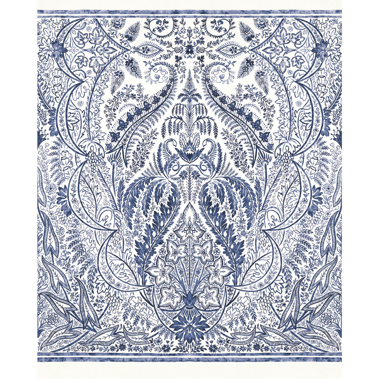 Jaipur Paisley Damas Blue Wall Mural large image 