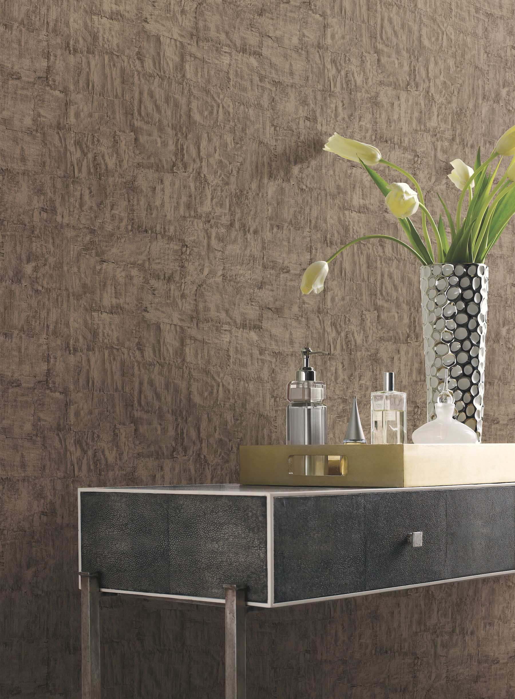 Brushstrokes Brown Wallpaper, by York Wall, 34'6" length x 2'3.56" width x 0.02" depth View 2