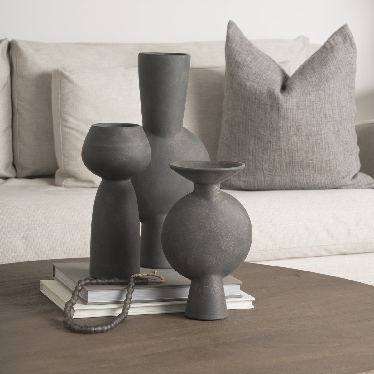 Kaz  Earthy Brown Ceramic Vase, by Mercana, 8.27" length x 3.94" width x 16.73" height View 3