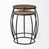 Clapp III (Set of 2) 20L x 20W Brown Round Wood Top with Black Metal Frame Nesting Accent Tables, Side & End Table by Mercana, 19" length x 19" width x 26" height thumbnail 4