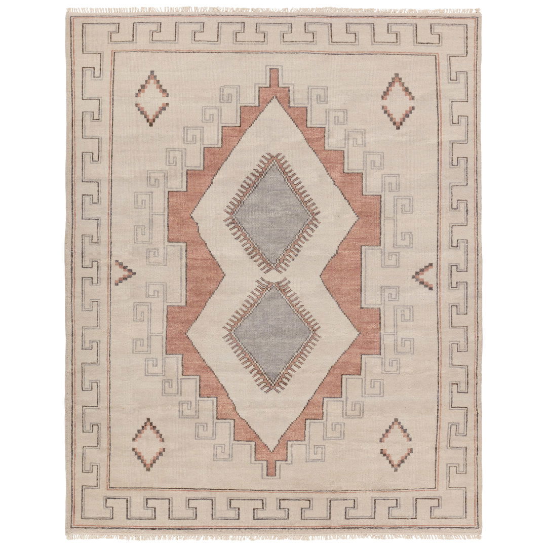 Jaipur Living Azzurro JIN08 Handknotted Medallion Cream and Pink Area Rug (10'x14') large image 