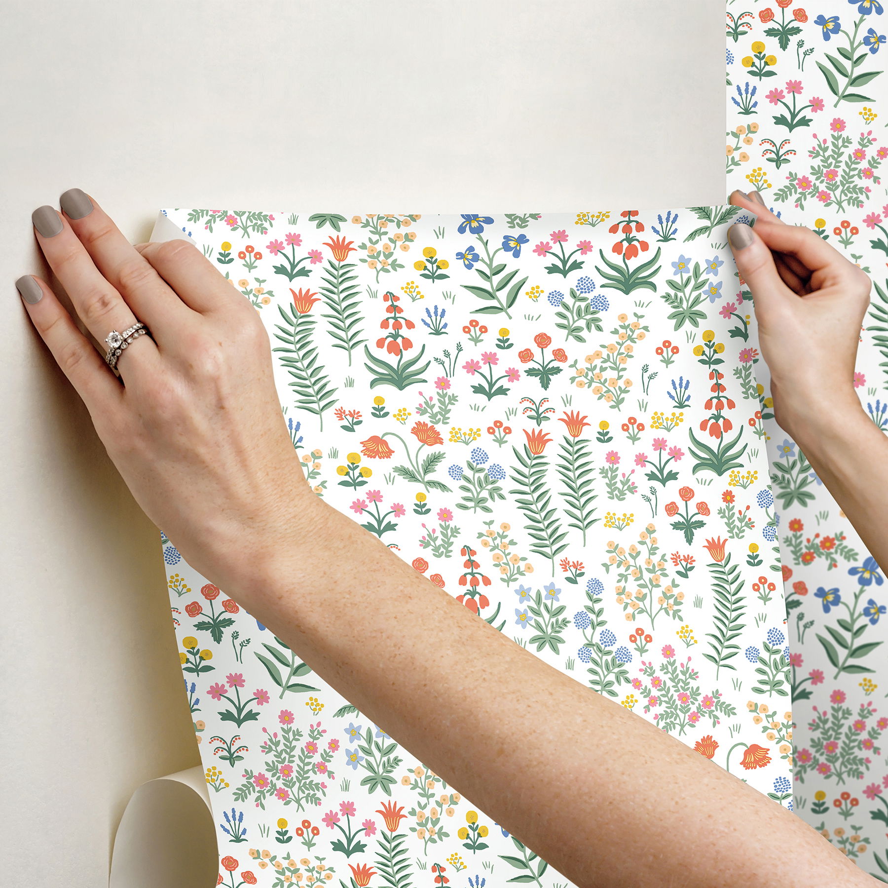 Menagerie Garden Rose Multicolor Peel & Stick Wallpaper large image 
