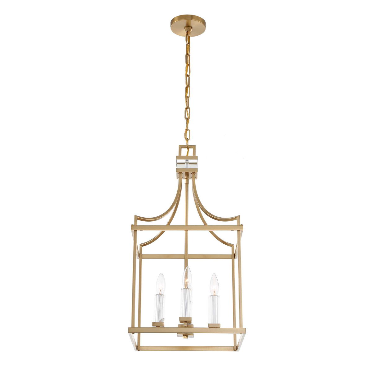 Montreal 4 Light Brass Lantern Pendant, by Uttermost, 13.87" width x 27.75" height x 13.87" depth View 6