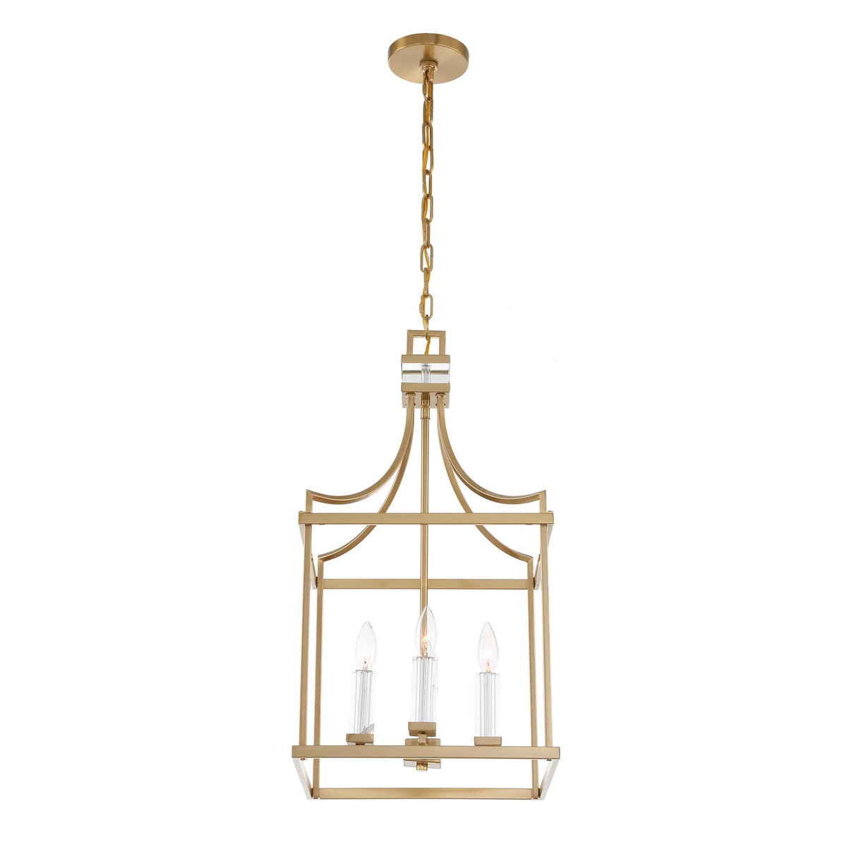 Montreal 4 Light Brass Lantern Pendant, by Uttermost, 13.87" width x 27.75" height x 13.87" depth View 6