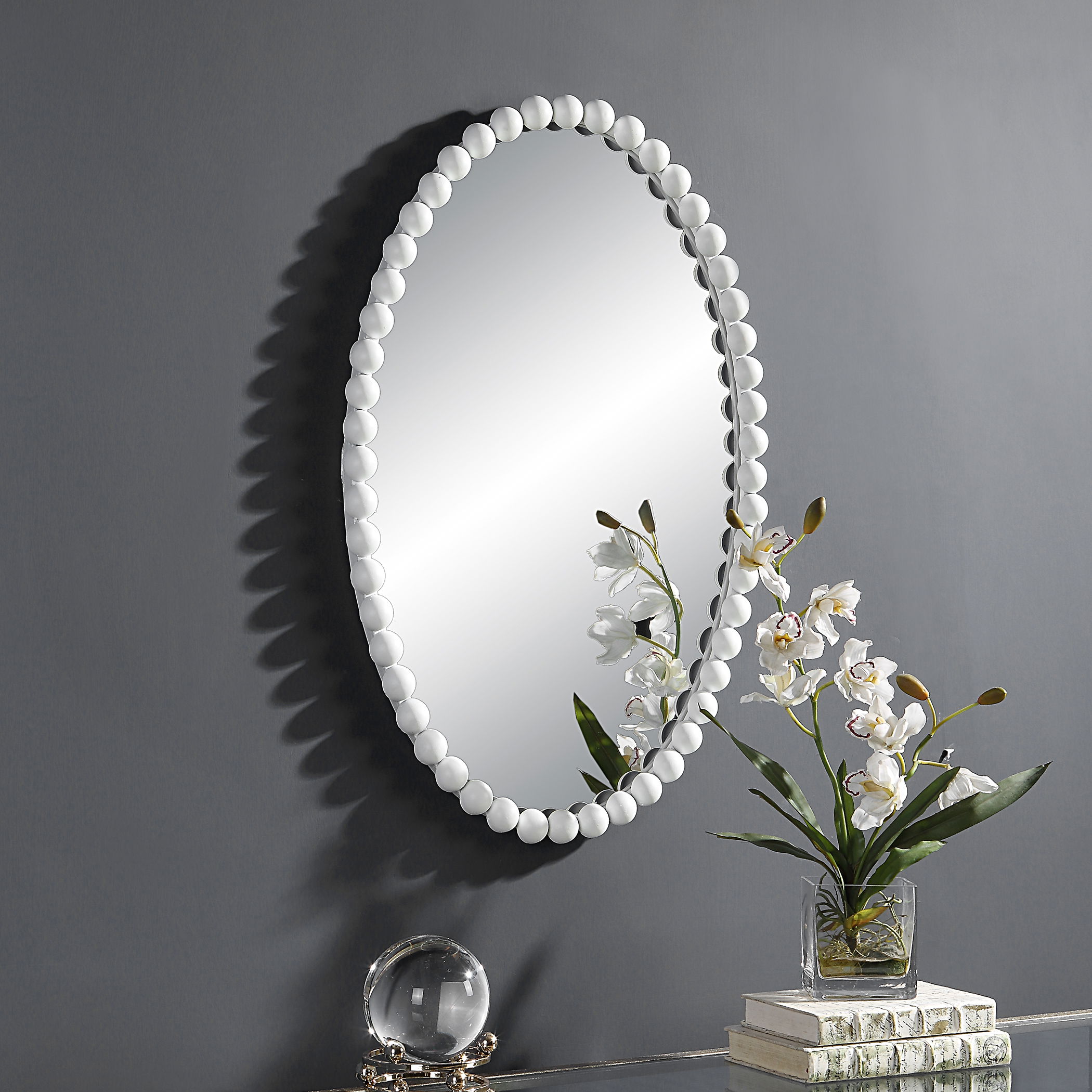 Serna White Oval Mirror large image 