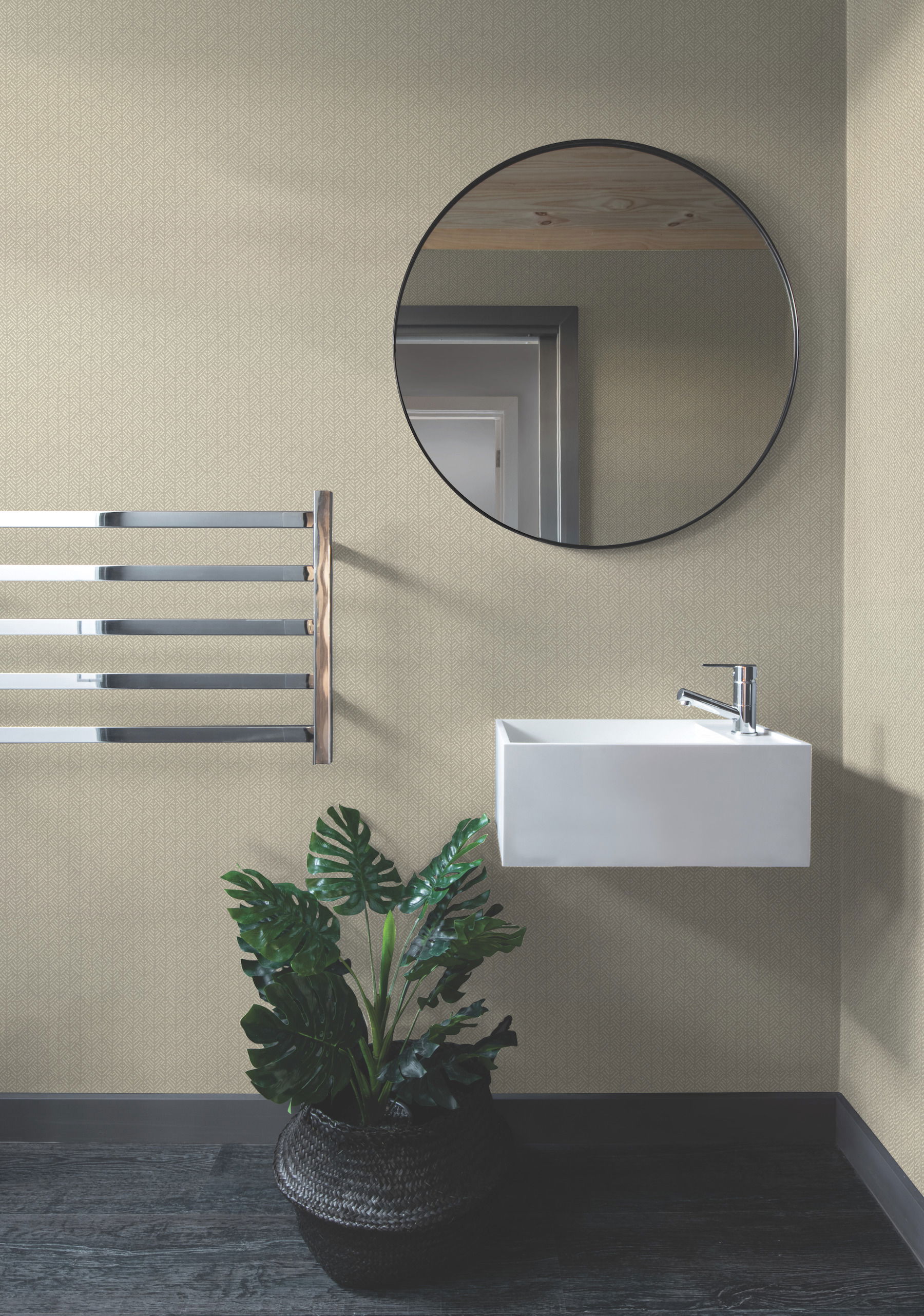 Woven Texture Tan Wallpaper, by York Wall, 27' length x 2'3" width x 0.02" depth View 2