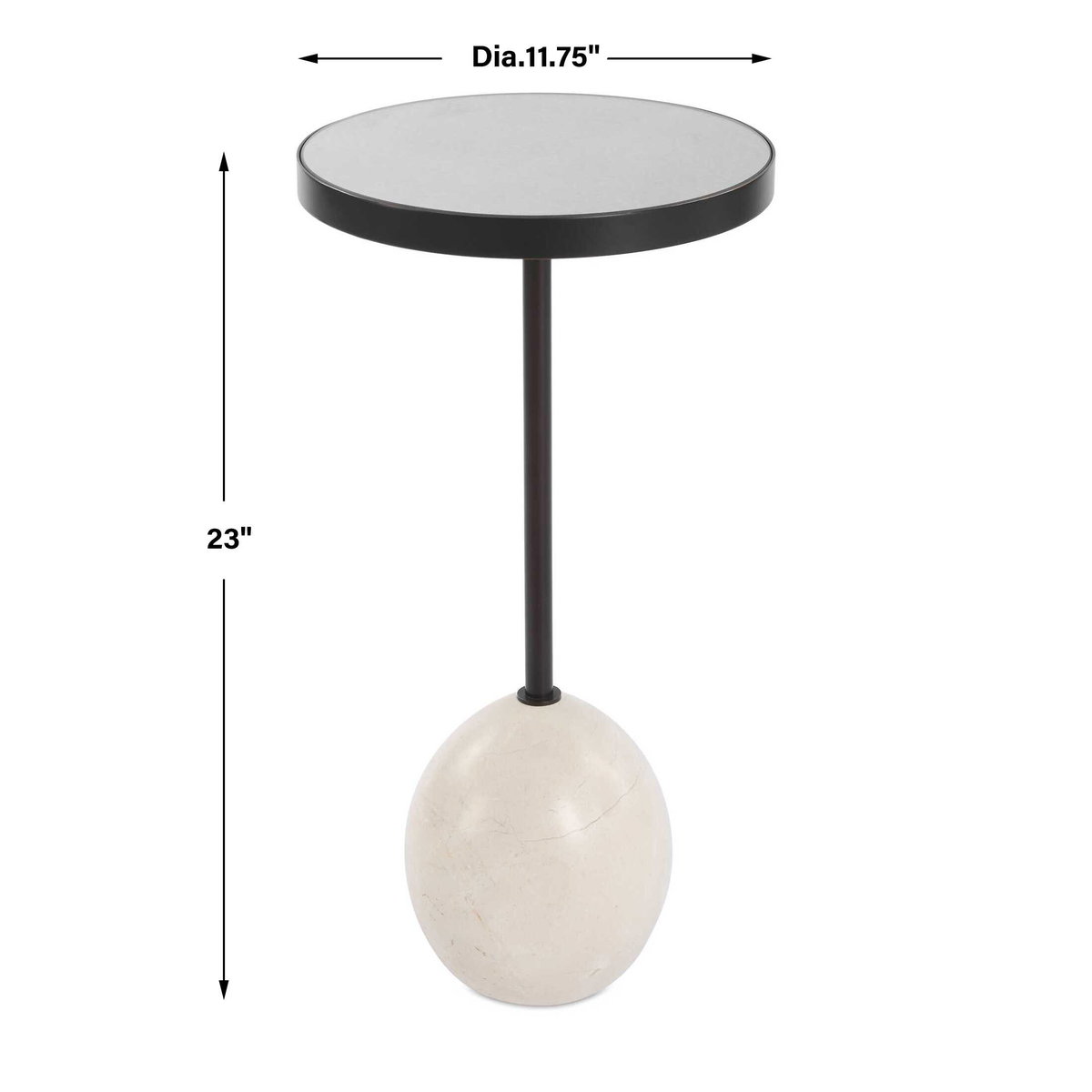 Odesa Marble Accent Table, Side & End Table by Uttermost, 11.75" width x 23" height x 11.75" depth View 3