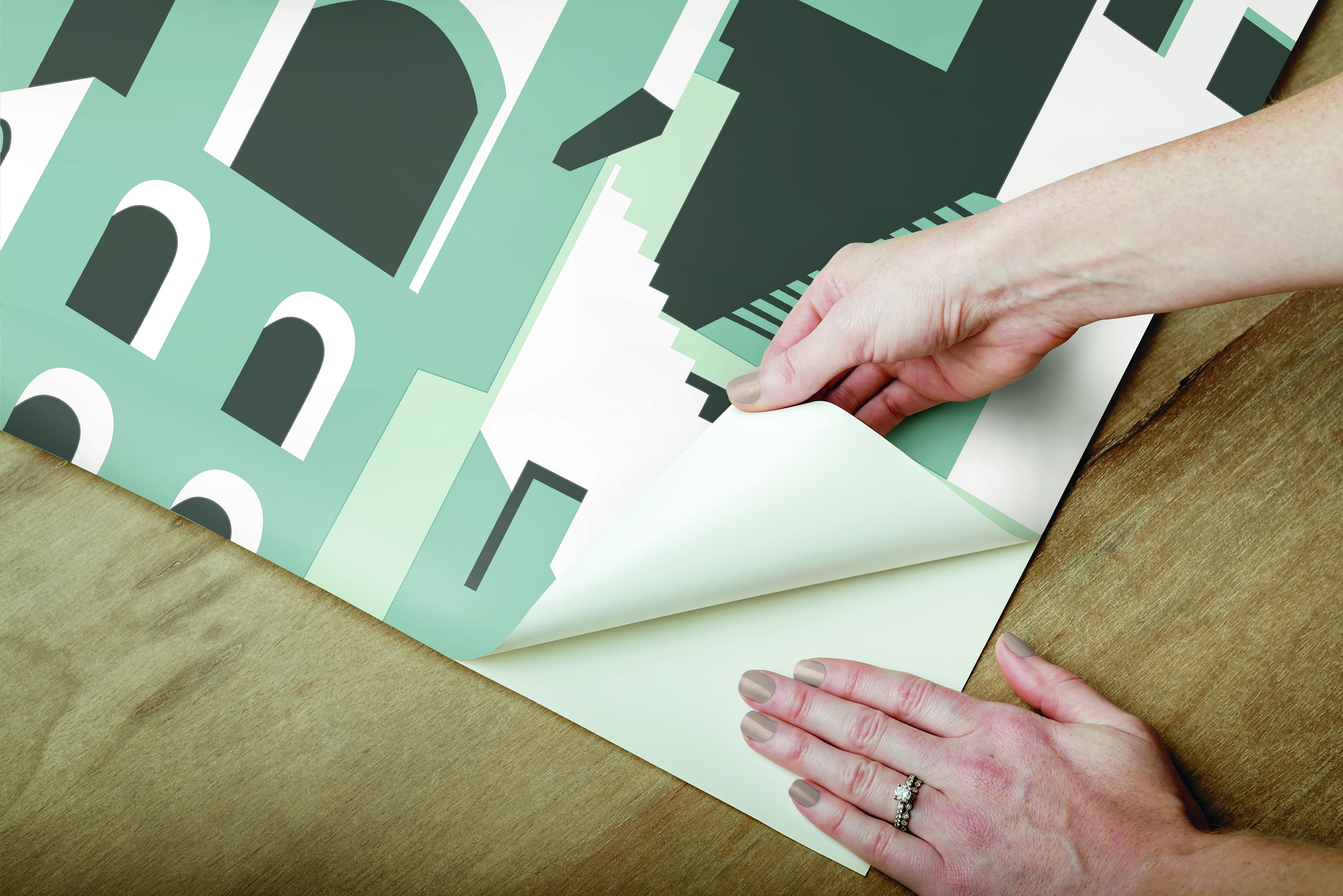 Arch Architectural Blue Grey Peel & Stick Wallpaper, by York Wall, 20' length x 1'8.5" width x 0.02" depth View 5