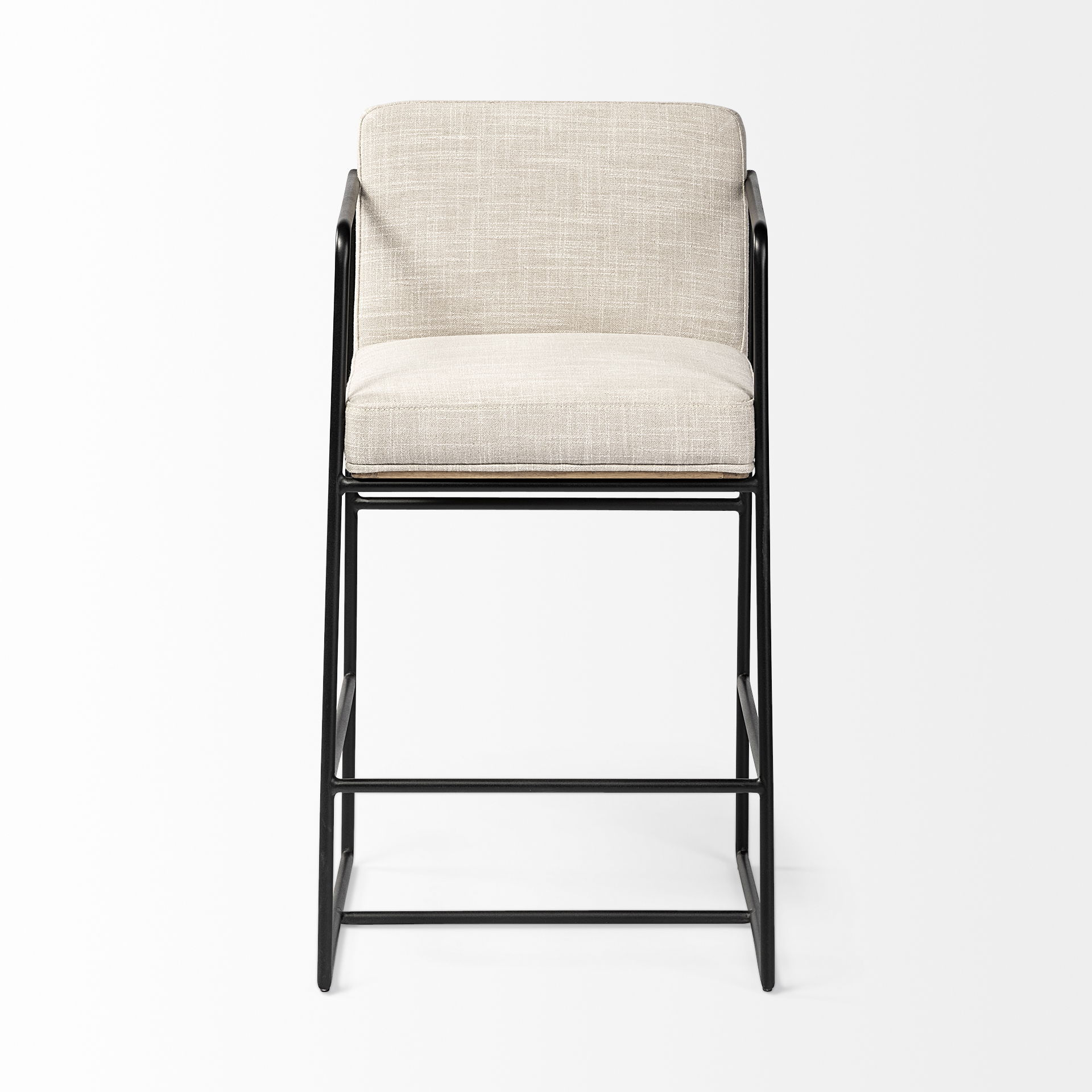 Stamford 36' Total Height Light Beige Upholstered Seat with Wood Back, Metal Frame Counter Stool large image 