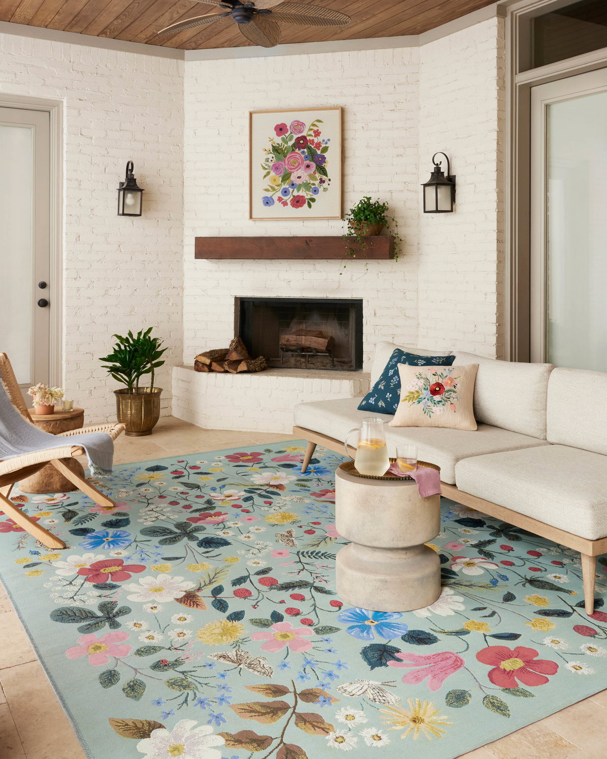Rifle Paper Co. x Loloi Perennial Rug, 2'5" length x 7'8" width View 2