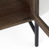Arelius 36L x 18W x 32H Medium Brown Wood, Black Metal Base with 2 Glass Doors Accent Cabinet thumbnail 11