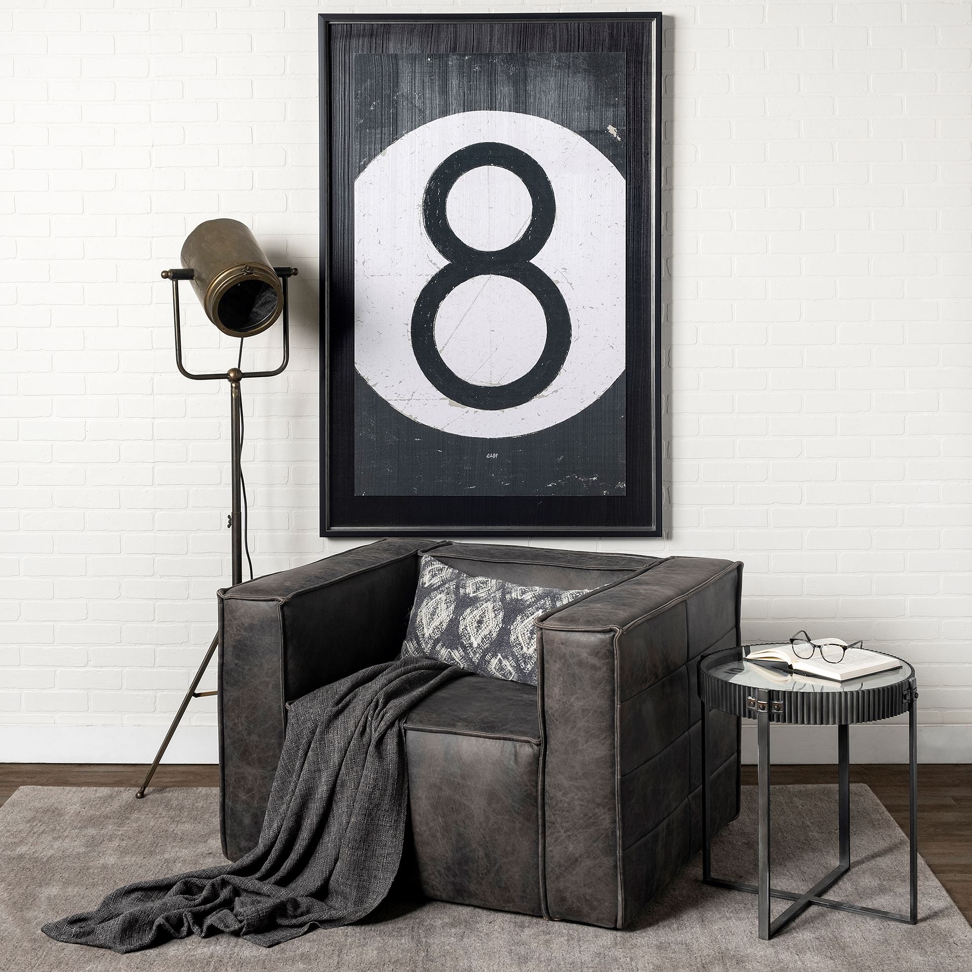 Debdou (61'H) Gold Metal Adjustable Cinema-Style Floor Lamp, by Mercana, 22" length x 22" width x 61" height View 2