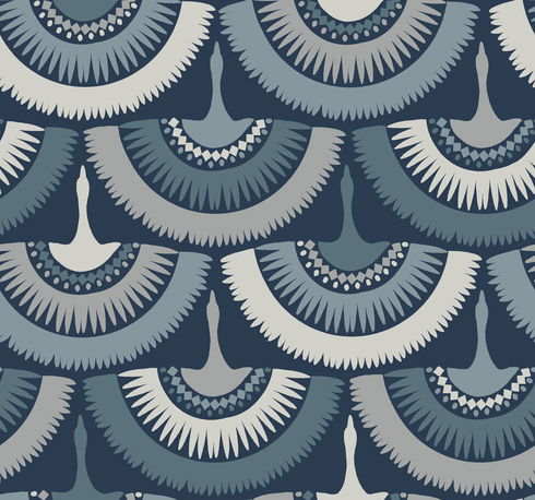 Feather & Fringe Blue Wallpaper