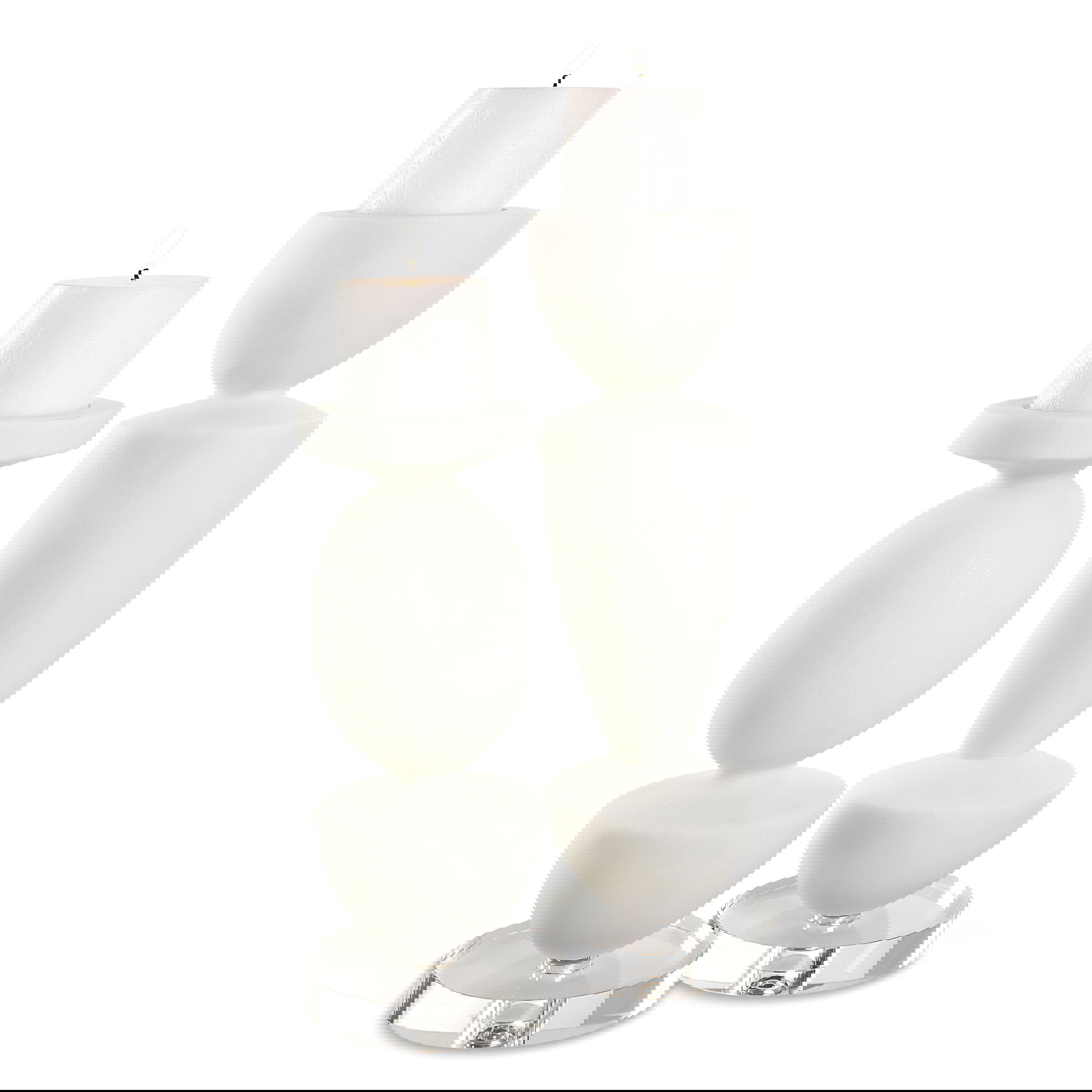 Lido White Stone Candleholders, Set/2 large image 